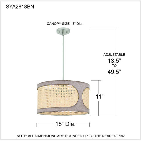 Syrah 3 Light 18 inch Brushed Nickel Pendant Ceiling Light