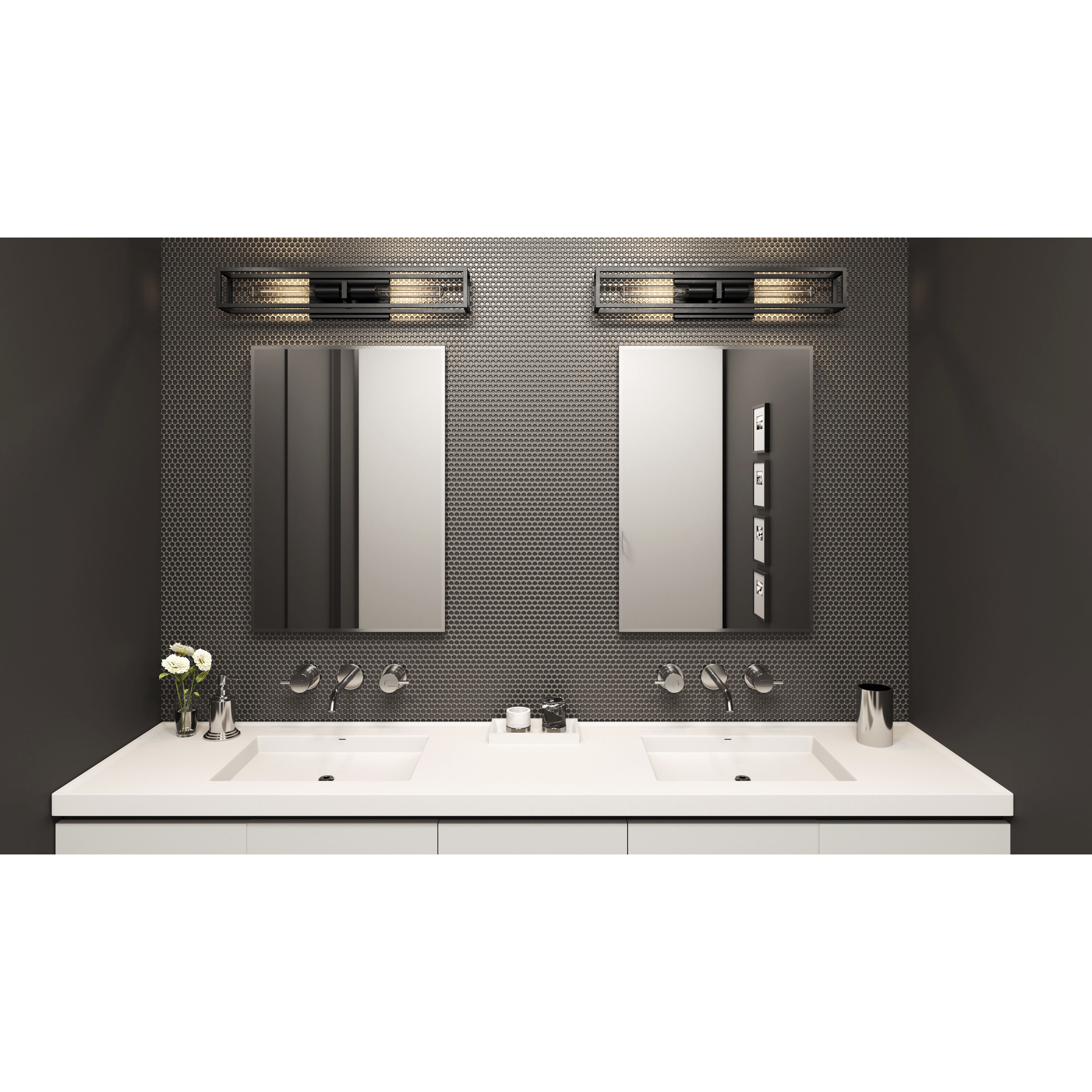 Leighton 2 Light 24 inch Matte Black Bath Light Wall Light
