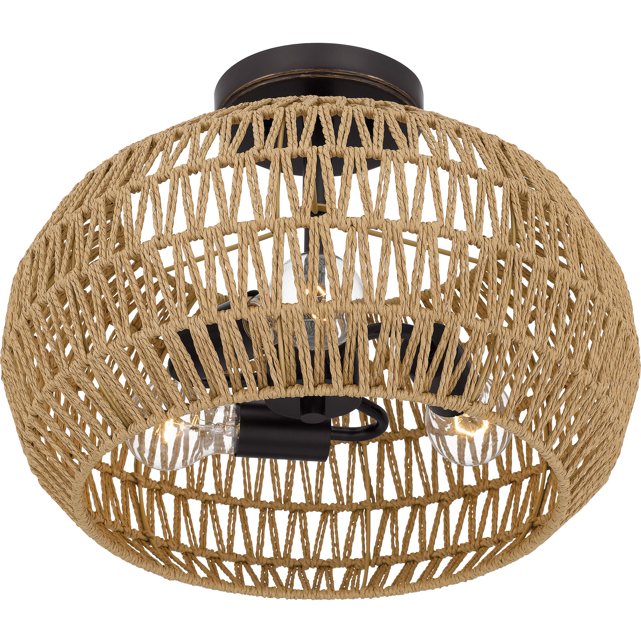 Casablanca 3 Light 16 inch Palladian Bronze Semi-Flush Mount Ceiling Light