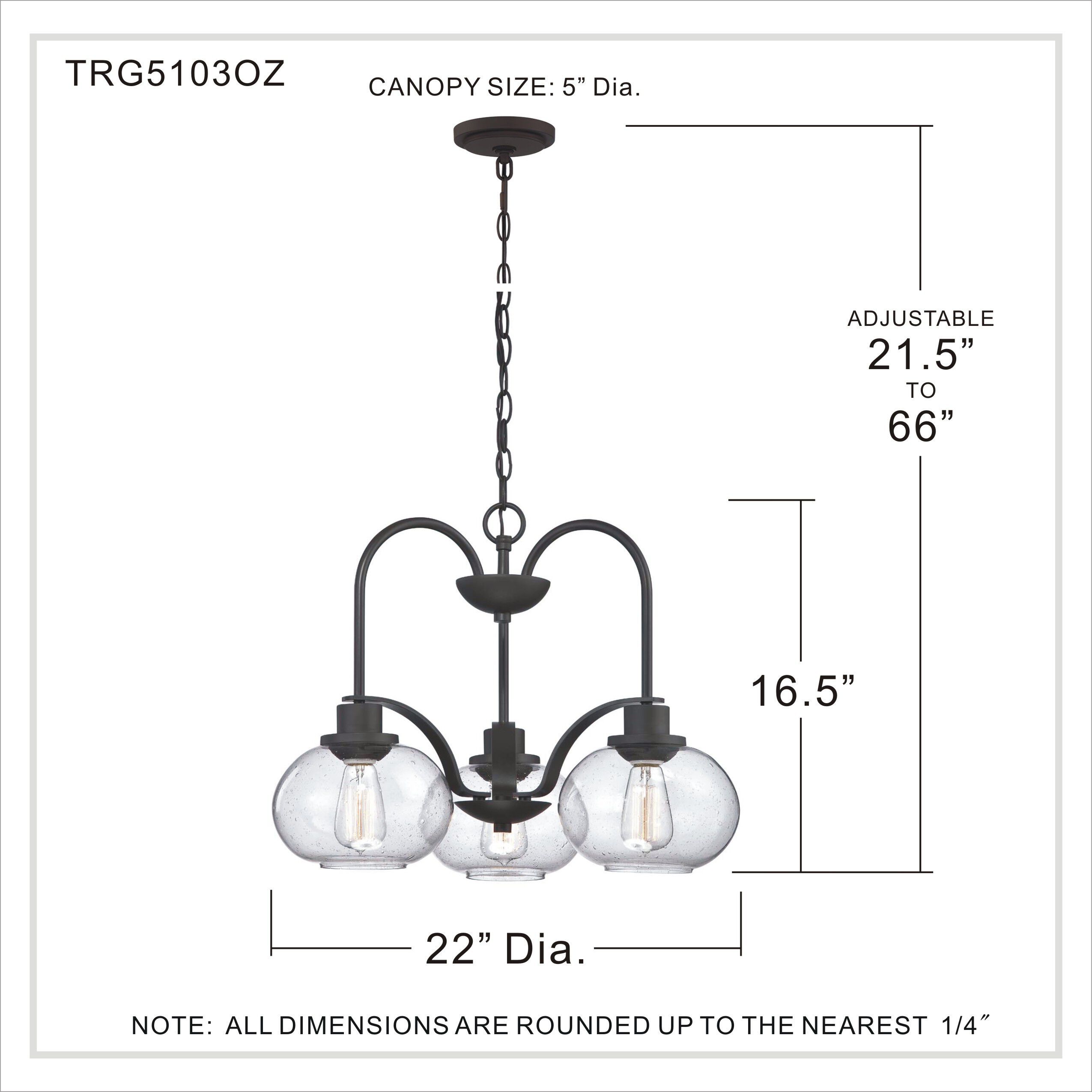 Trilogy 3 Light 22 inch Old Bronze Dinette Chandelier Ceiling Light