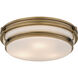 Grafton 3 Light 16 inch Weathered Brass Flush Mount Ceiling Light, Medium