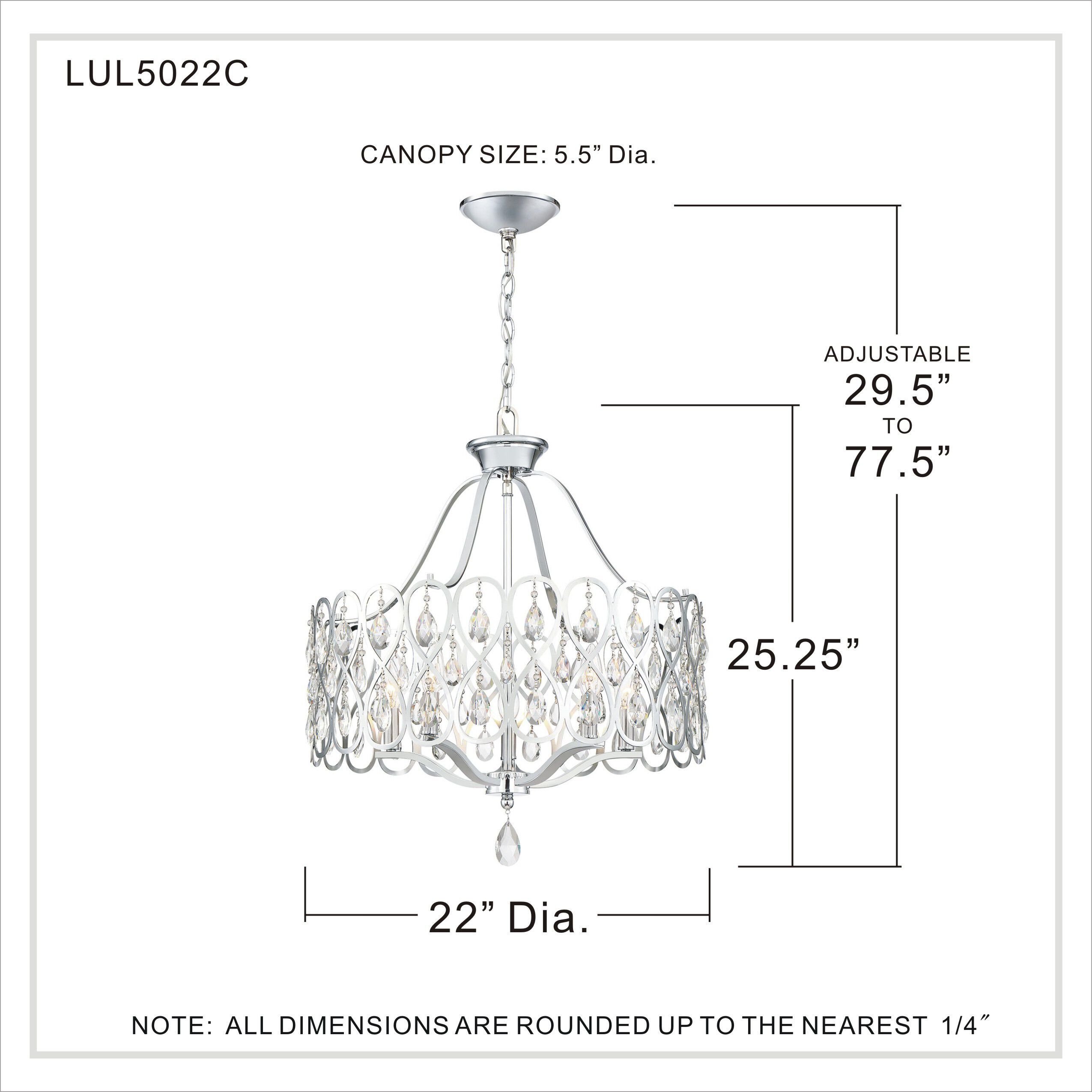 Lulu 5 Light 22 inch Polished Chrome Chandelier Ceiling Light