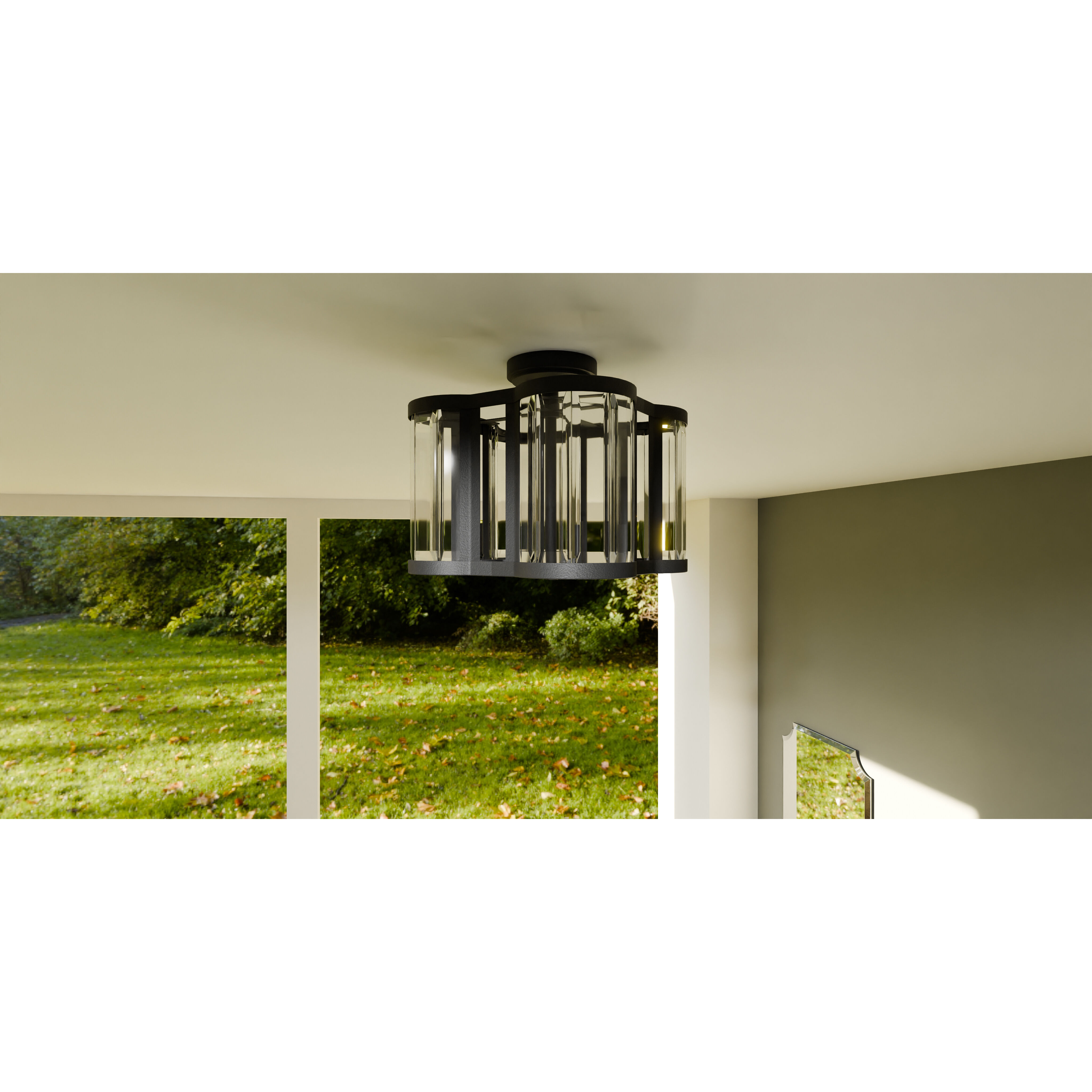 Renee 4 Light 15 inch Matte Black Semi-Flush Mount Ceiling Light