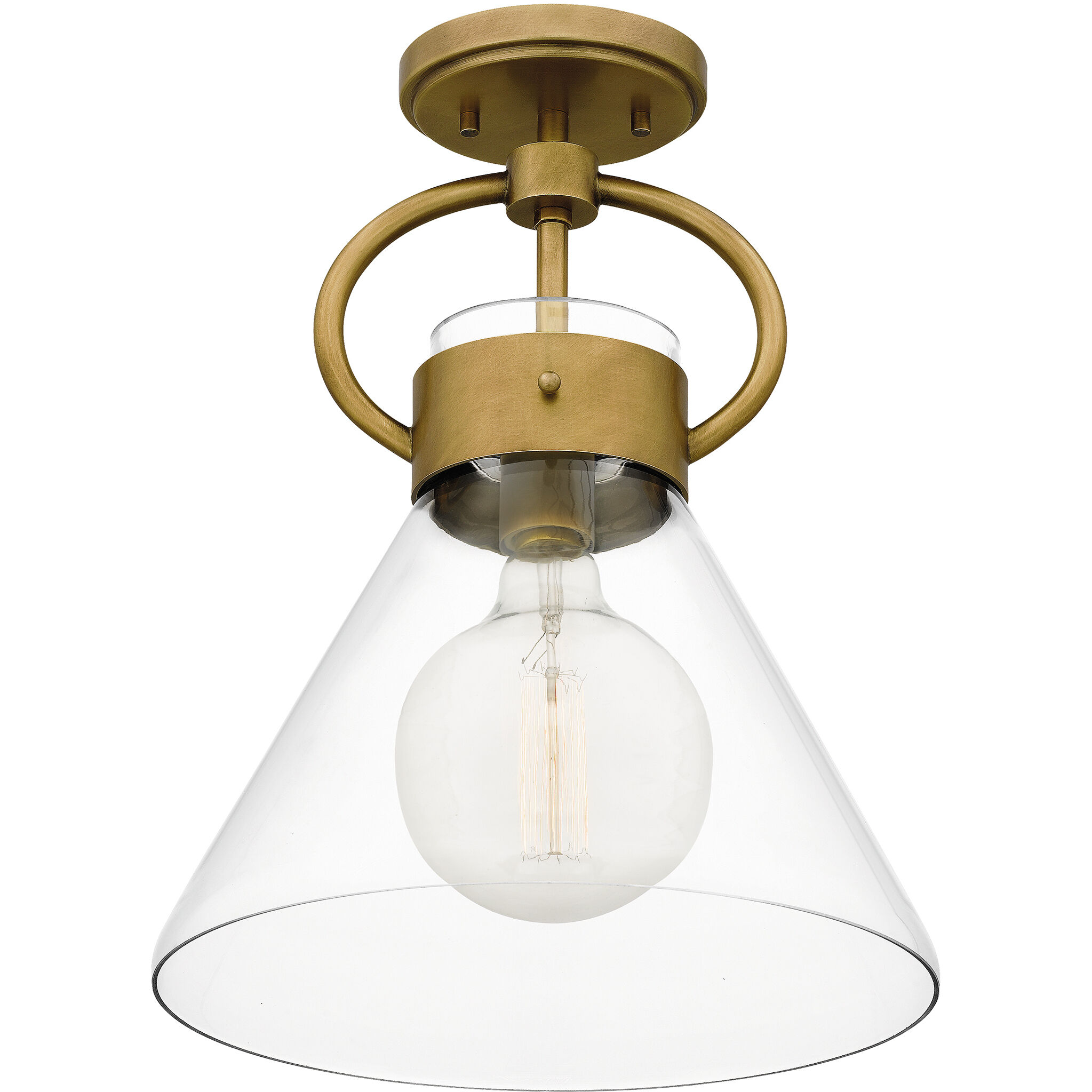 Webster 1 Light 12 inch Weathered Brass Semi-Flush Mount Ceiling Light