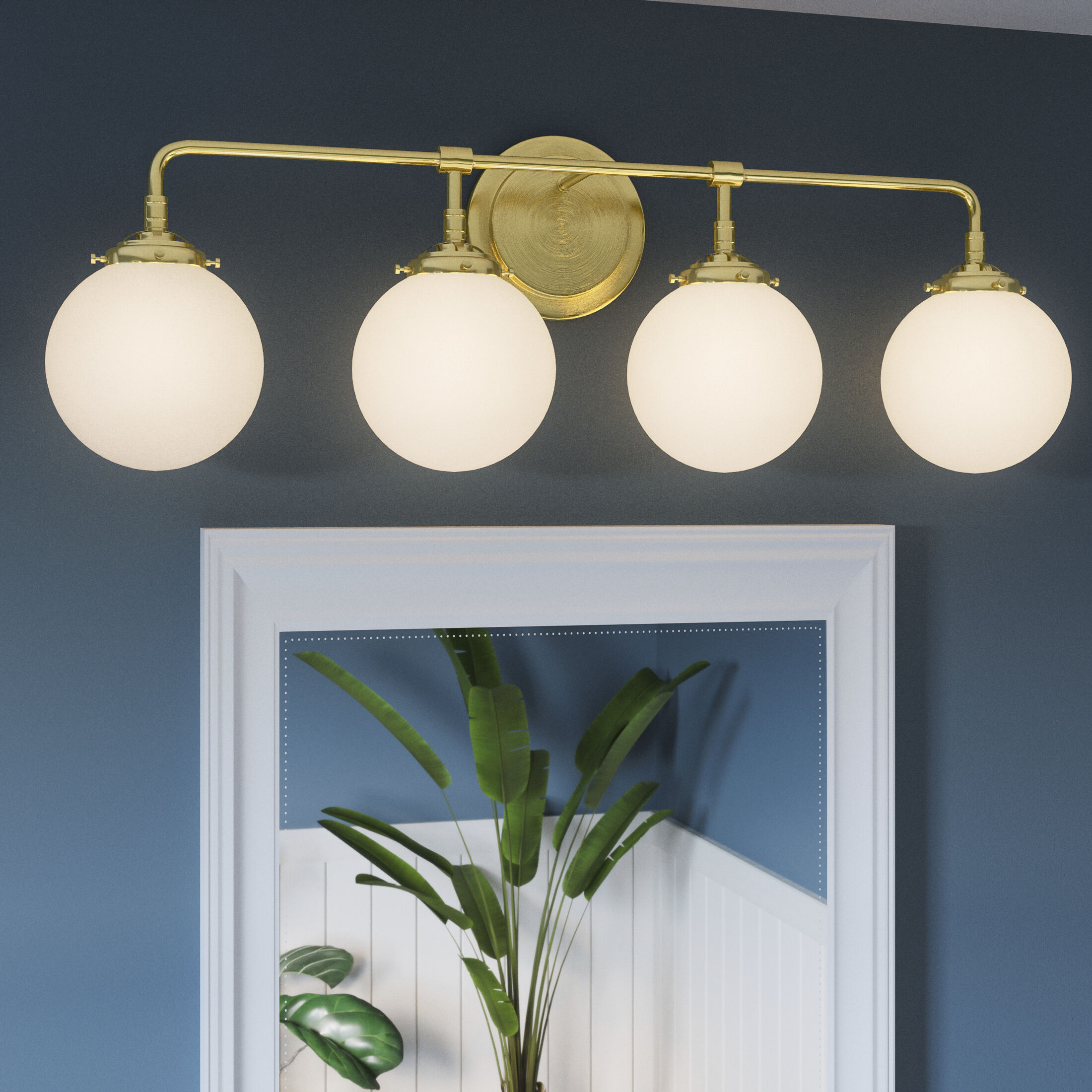 Landry 4 Light 32 inch Satin Brass Bath Light Wall Light