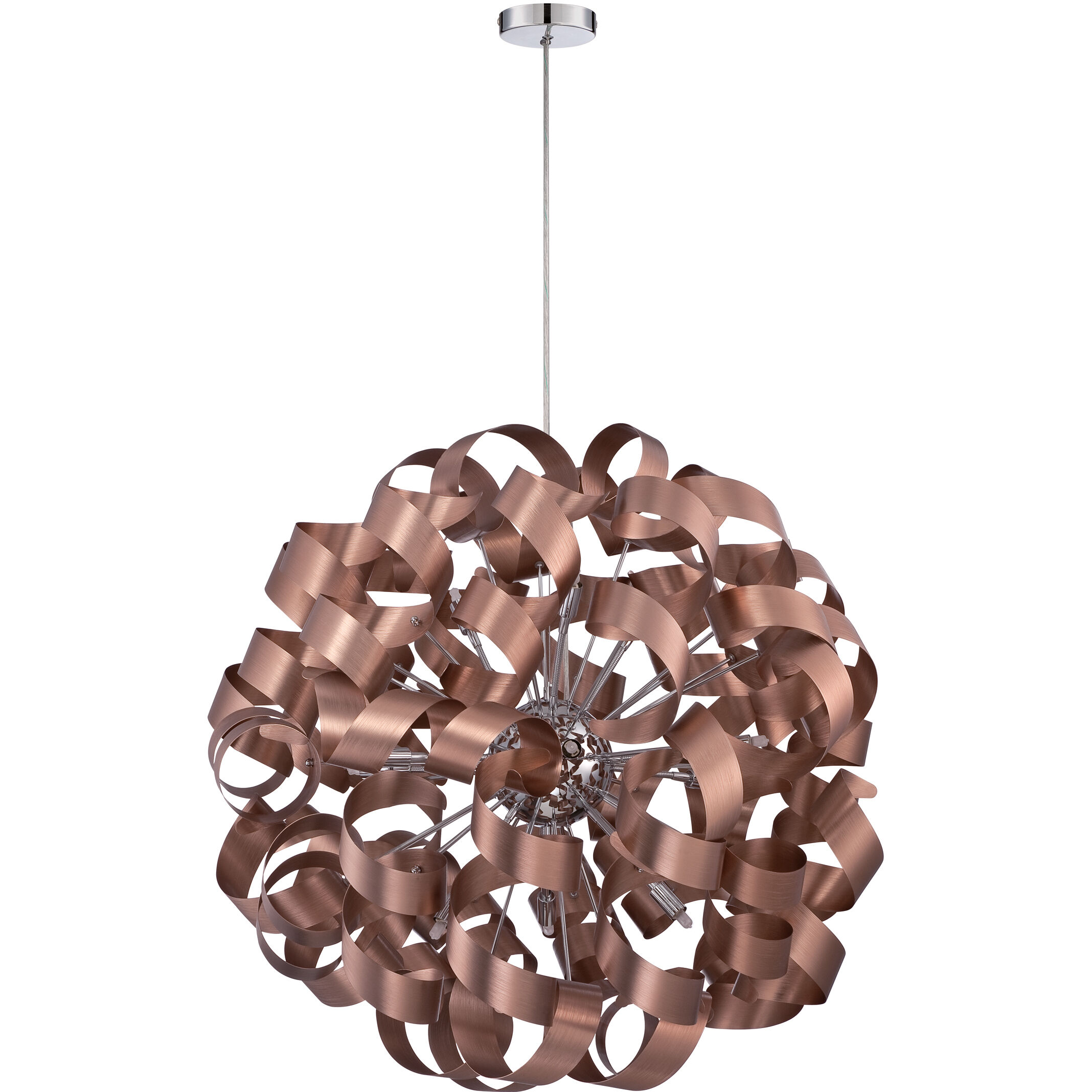Ribbons 12 Light 31 inch Satin Copper Pendant Ceiling Light