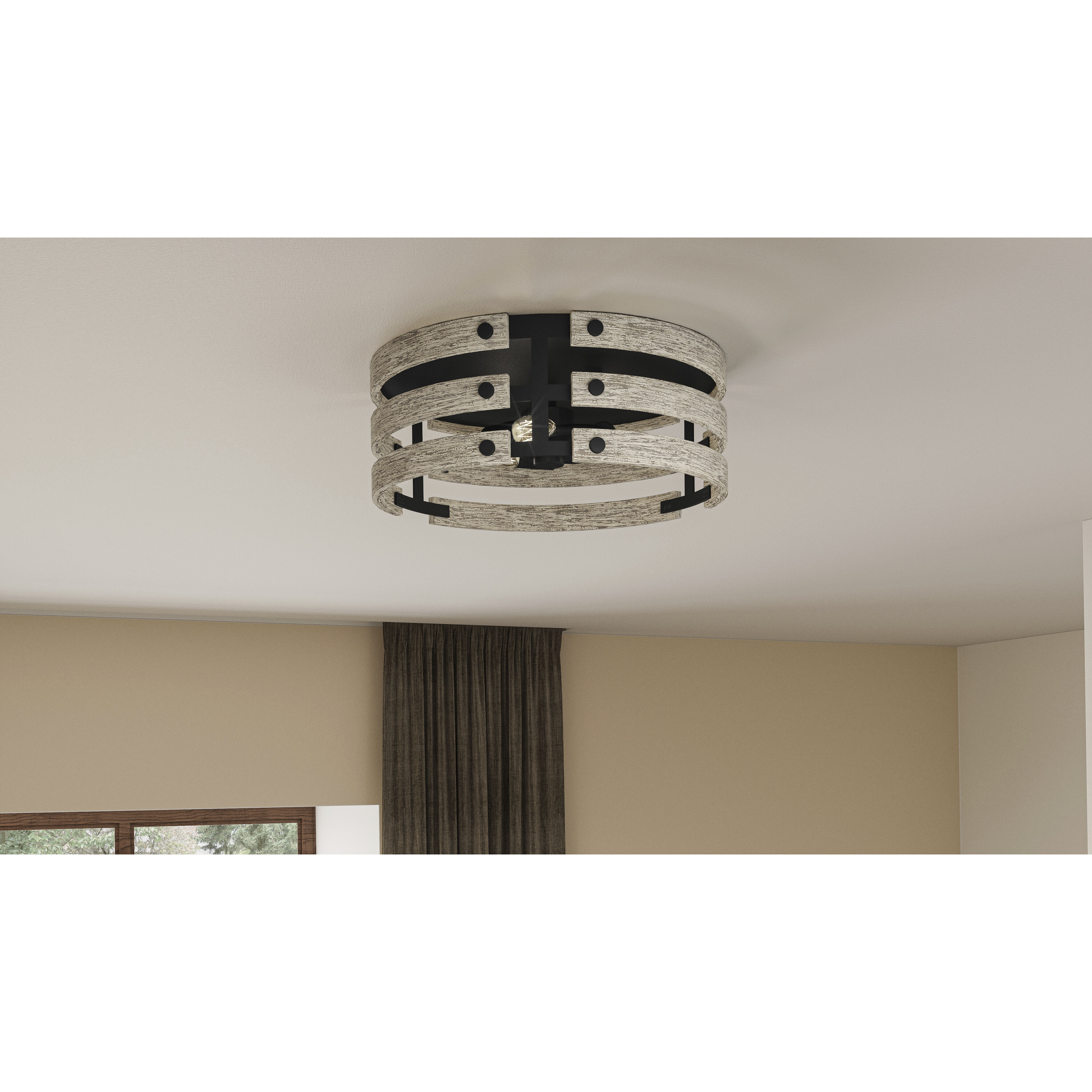 Ashburn 3 Light 16.25 inch Earth Black Flush Mount Ceiling Light