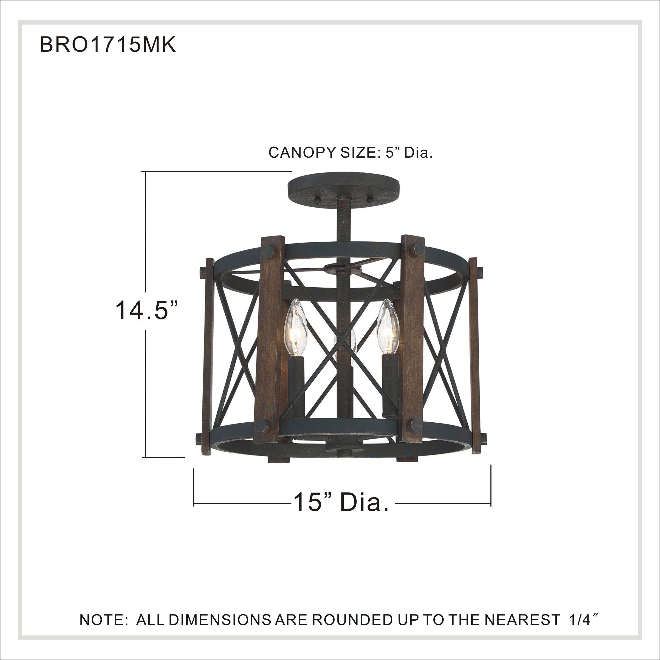 Quoizel BRO1715MK Baron 3 Light 15 inch Marcado Black Semi