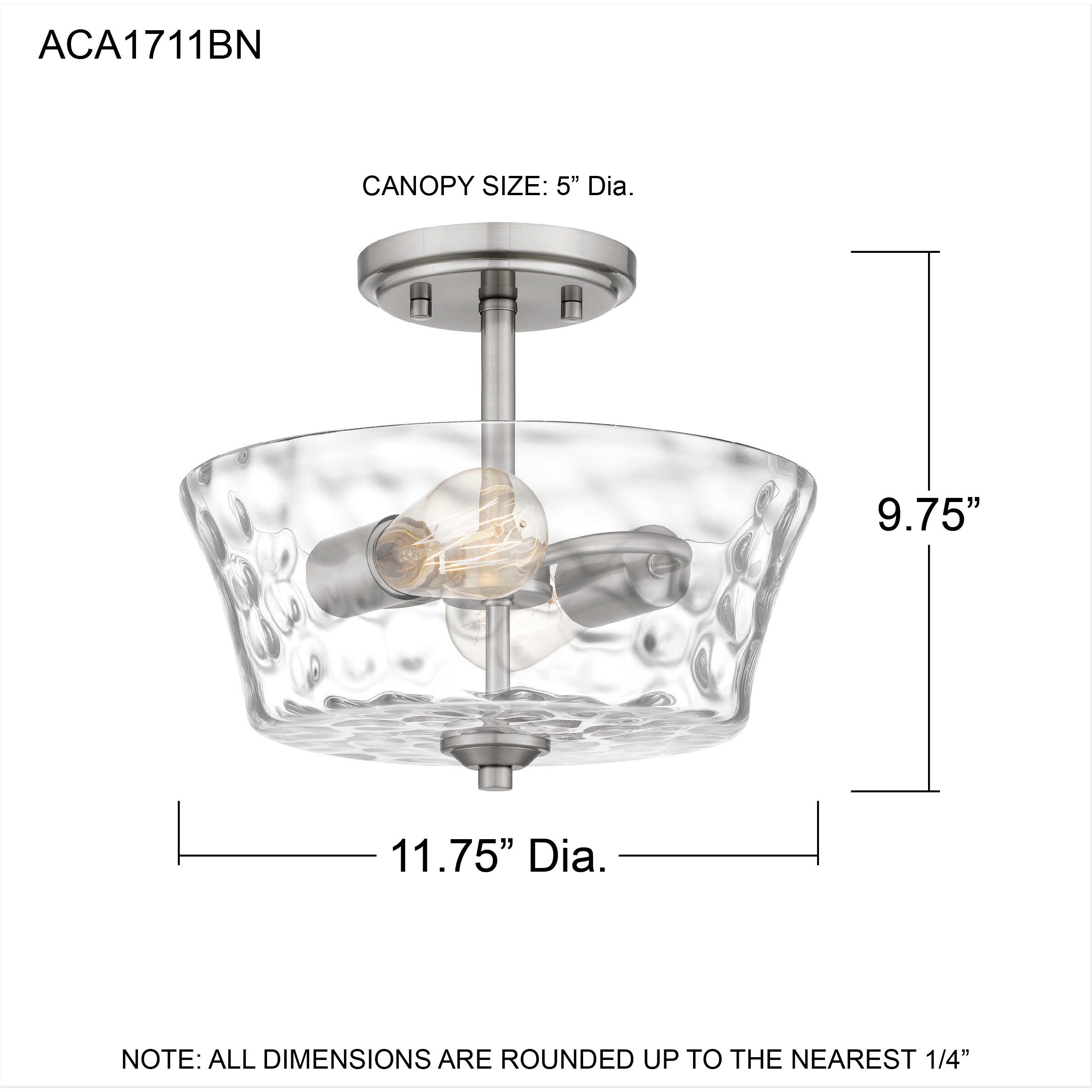 Acacia 2 Light 12 inch Brushed Nickel Semi-Flush Mount Ceiling Light