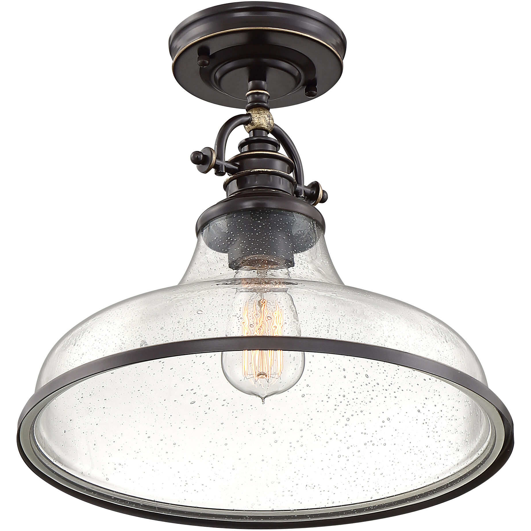 Grant 1 Light 14 inch Palladian Bronze Semi-Flush Mount Ceiling Light