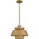 Lumi 1 Light 14 inch Brushed Weathered Brass Pendant Ceiling Light
