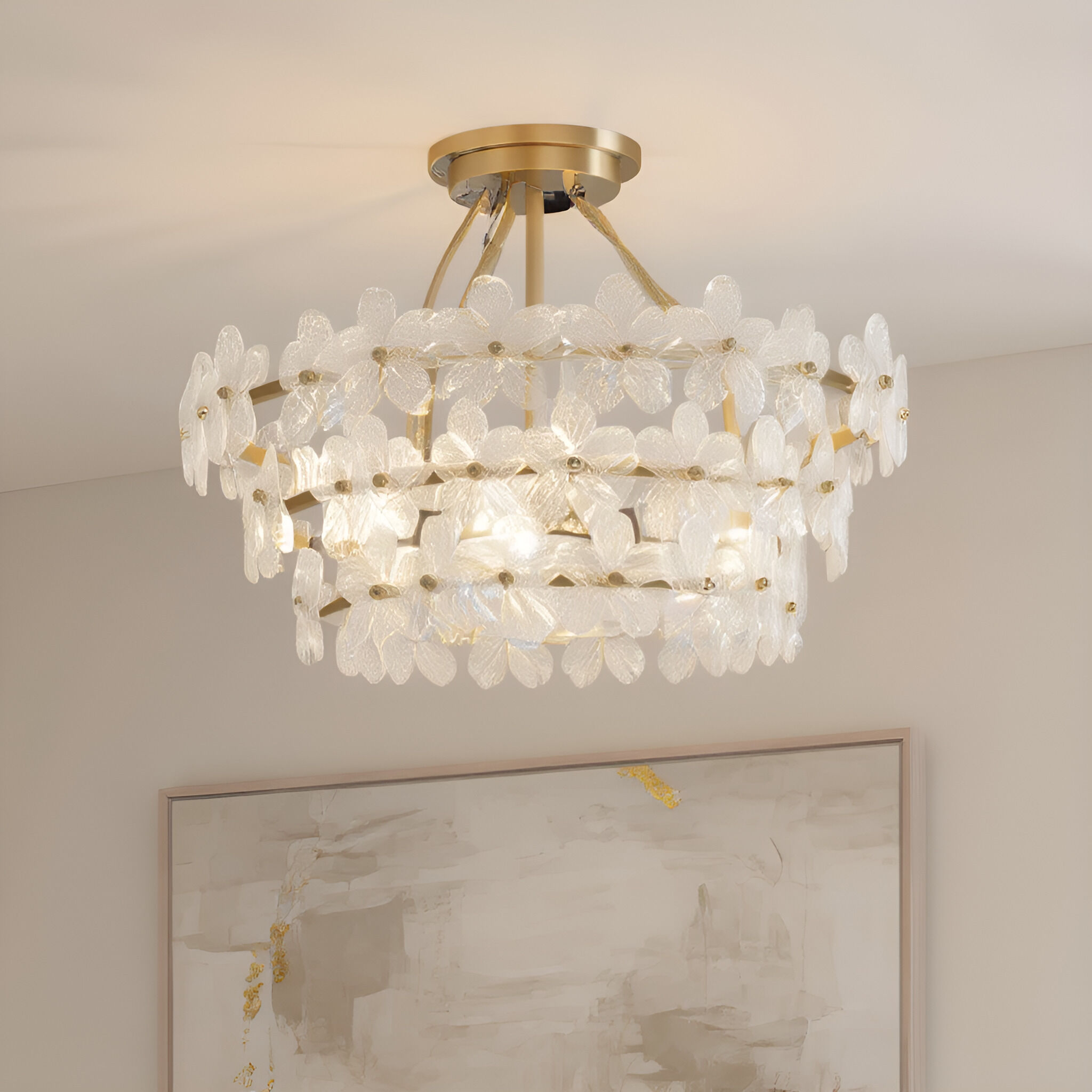 Wright 4 Light 20.5 inch Brushed Gold Semi-Flush Mount Ceiling Light