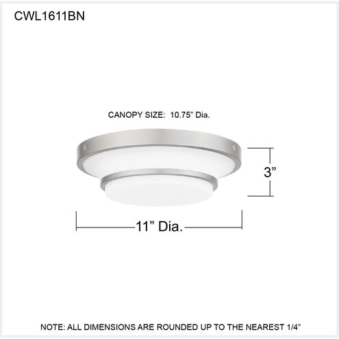 Cromwell 11 inch Brushed Nickel Flush Mount Ceiling Light