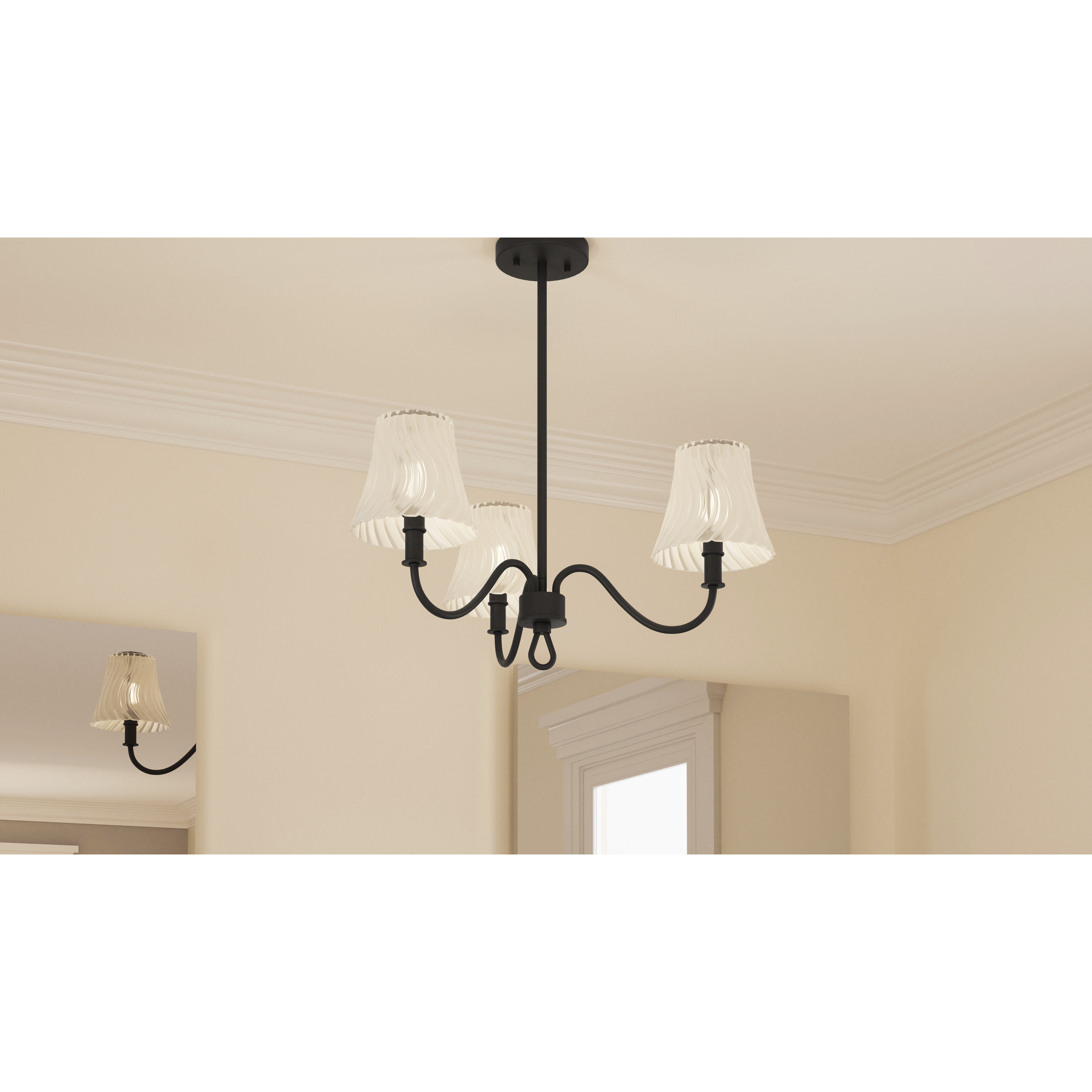 McKinney 3 Light 21.75 inch Matte Black Chandelier Ceiling Light