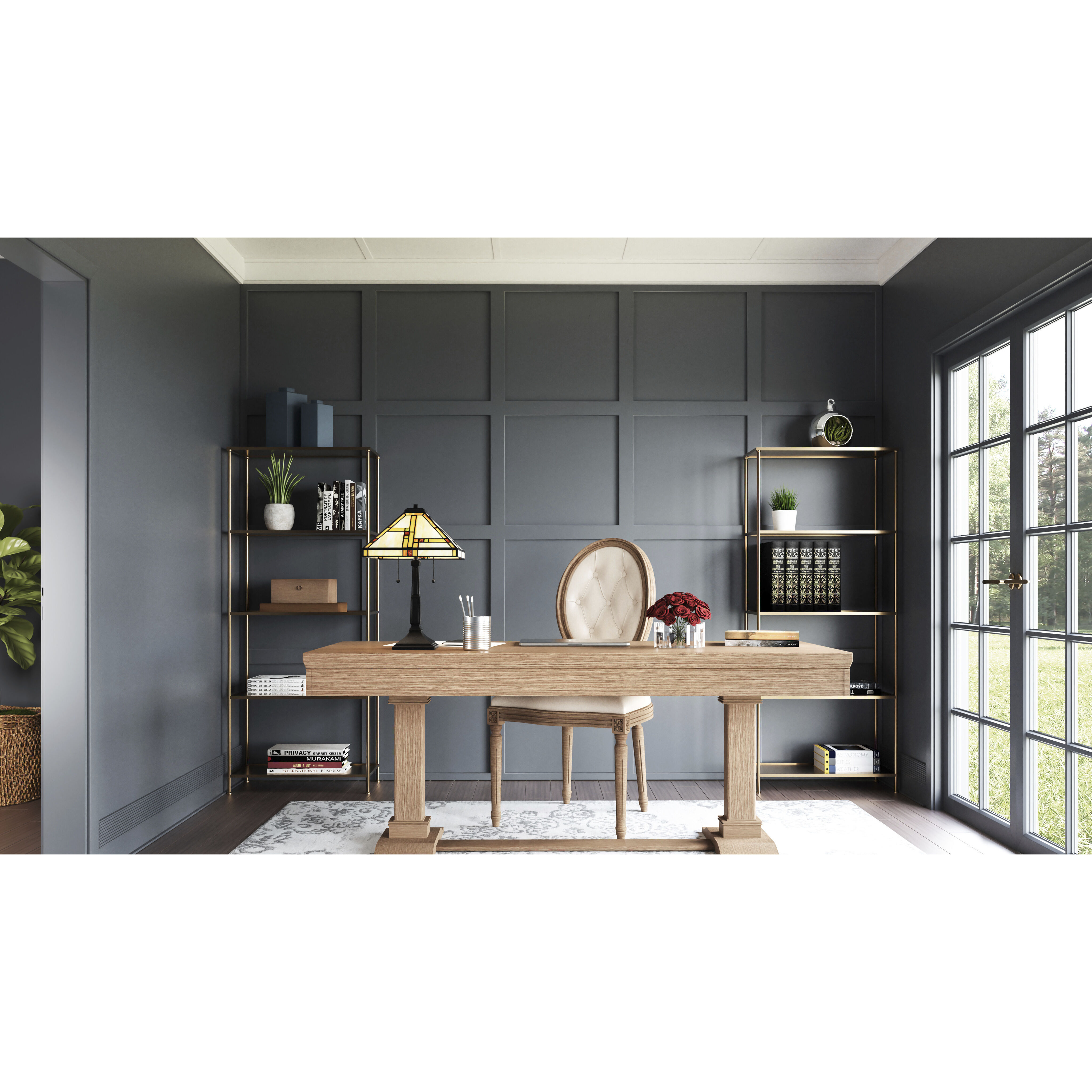 Orson 23.5 inch 75.00 watt Matte Black Table Lamp Portable Light, Tiffany