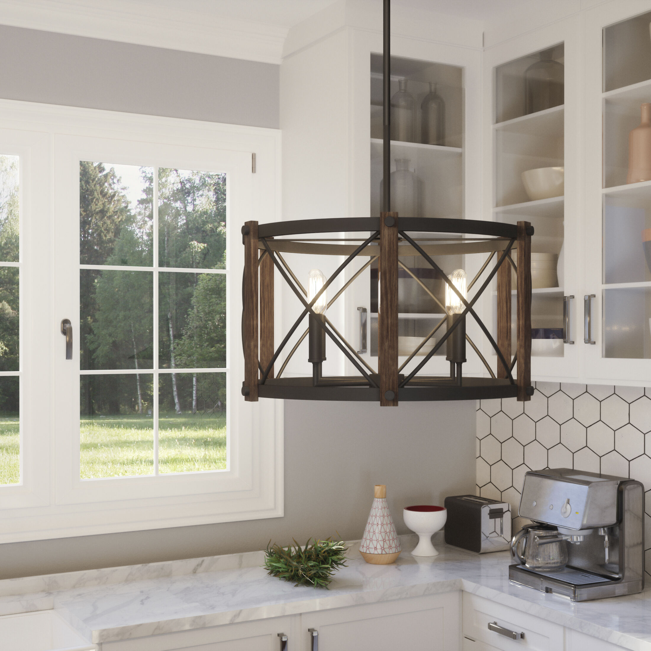 Baron 6 Light 20 inch Marcado Black Pendant Ceiling Light