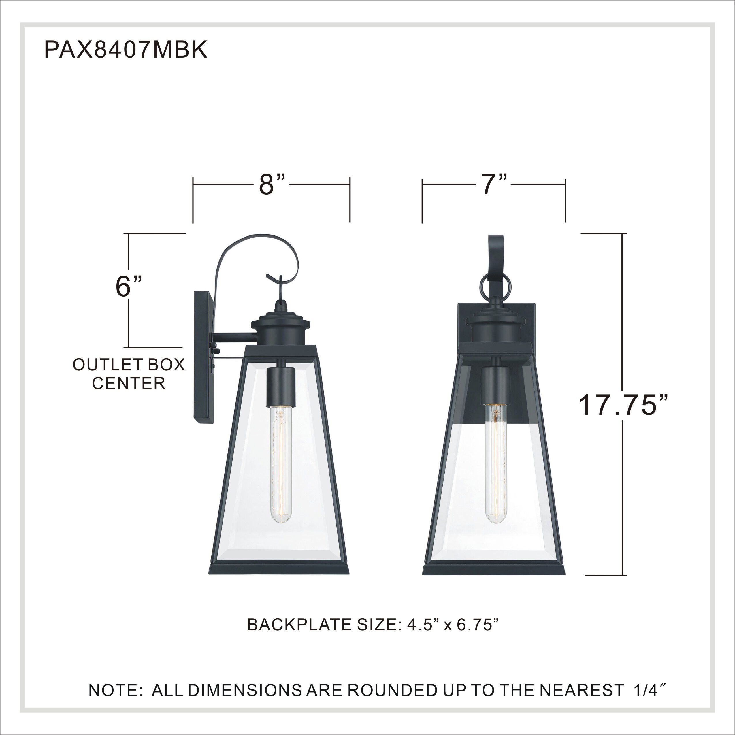 Paxton 1 Light 18 inch Matte Black Outdoor Wall Lantern