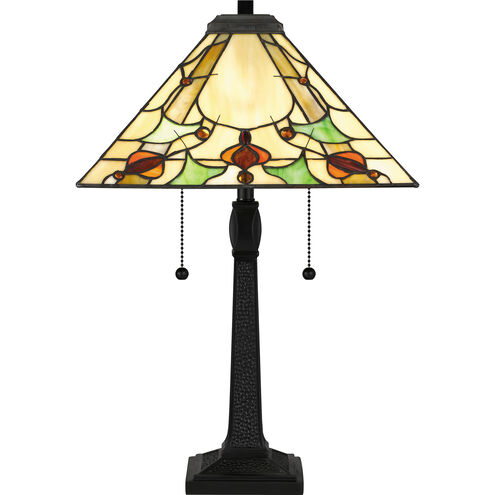 Tiffany 23 inch 75.00 watt Matte Black Table Lamp Portable Light