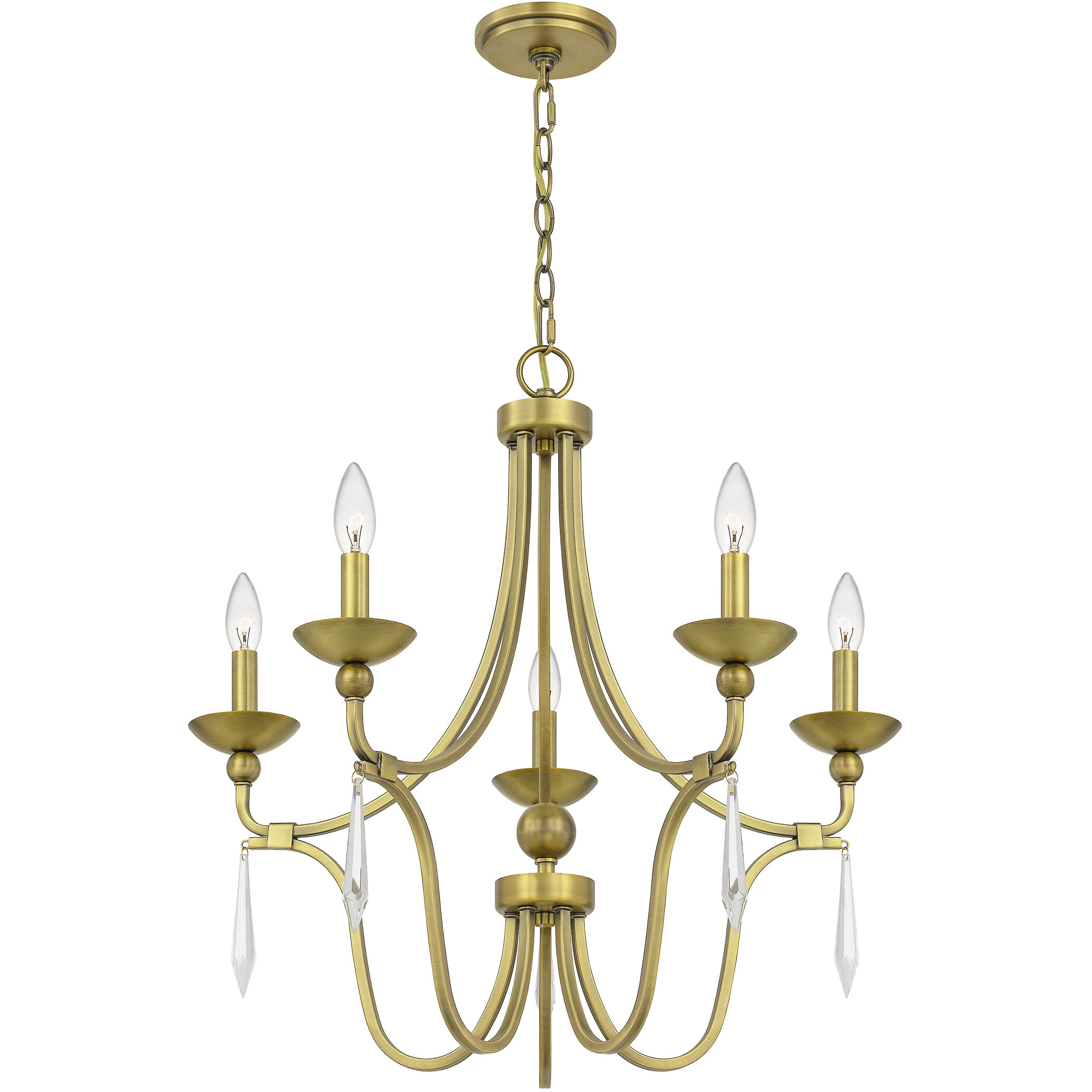 Joules 5 Light 25 inch Aged Brass Chandelier Ceiling Light