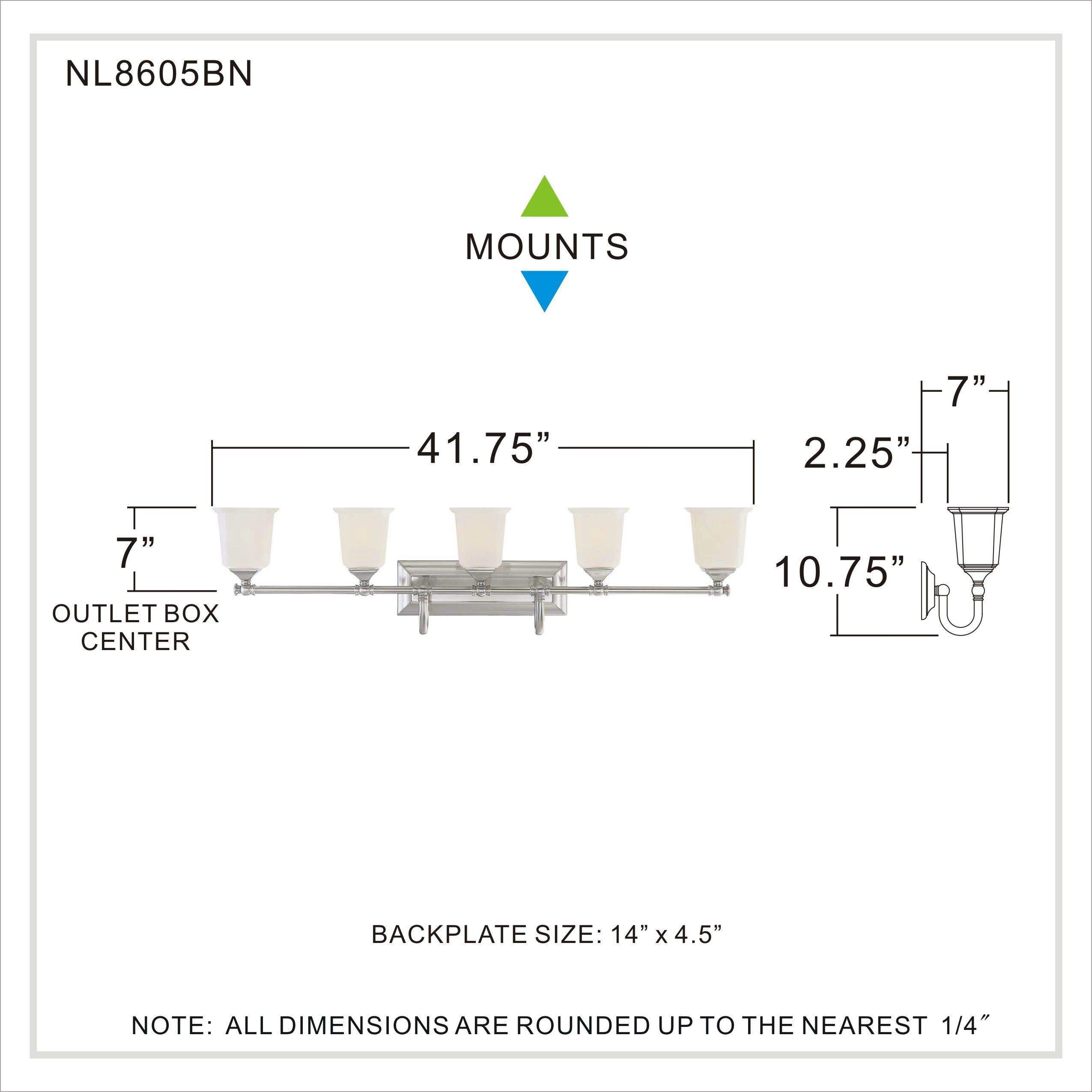 Nicholas 5 Light 42 inch Brushed Nickel Bath Light Wall Light