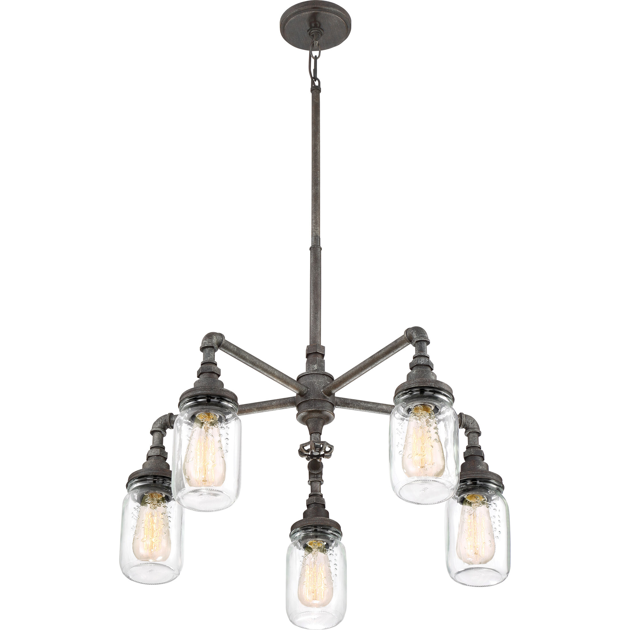 Squire 5 Light 26 inch Rustic Black Chandelier Ceiling Light