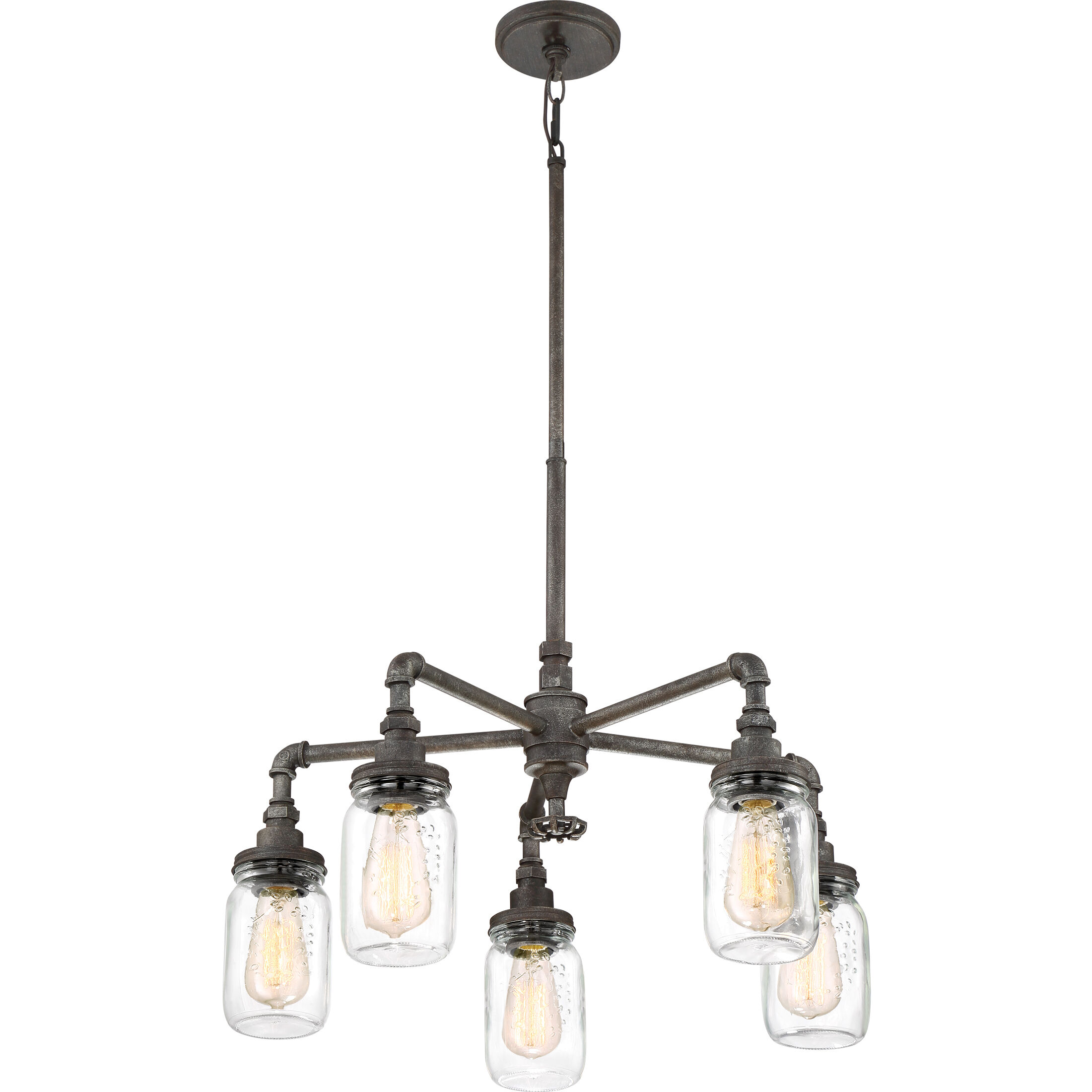 Squire 5 Light 26 inch Rustic Black Chandelier Ceiling Light