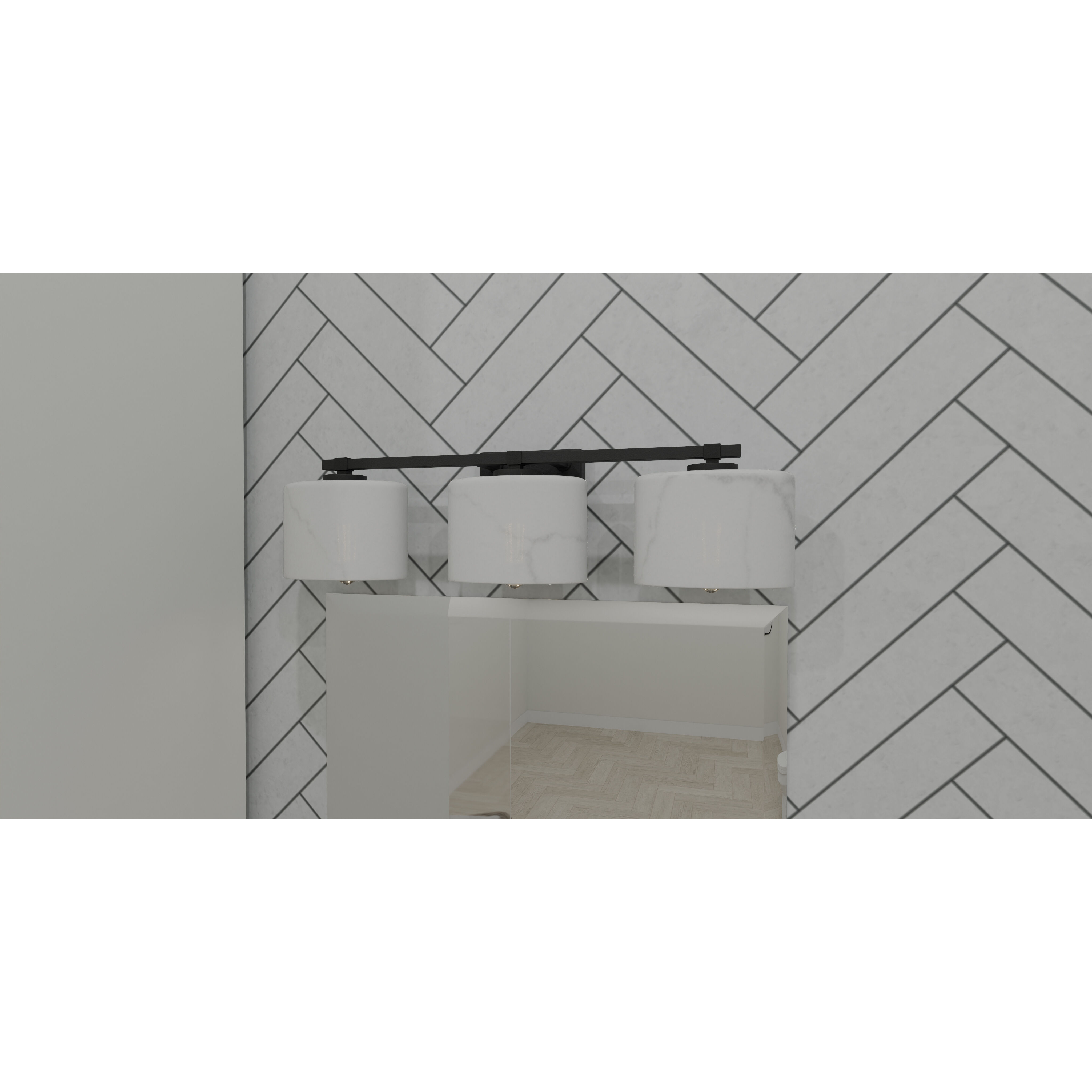 Mather 3 Light 24 inch Matte Black Bath Light Wall Light, Large