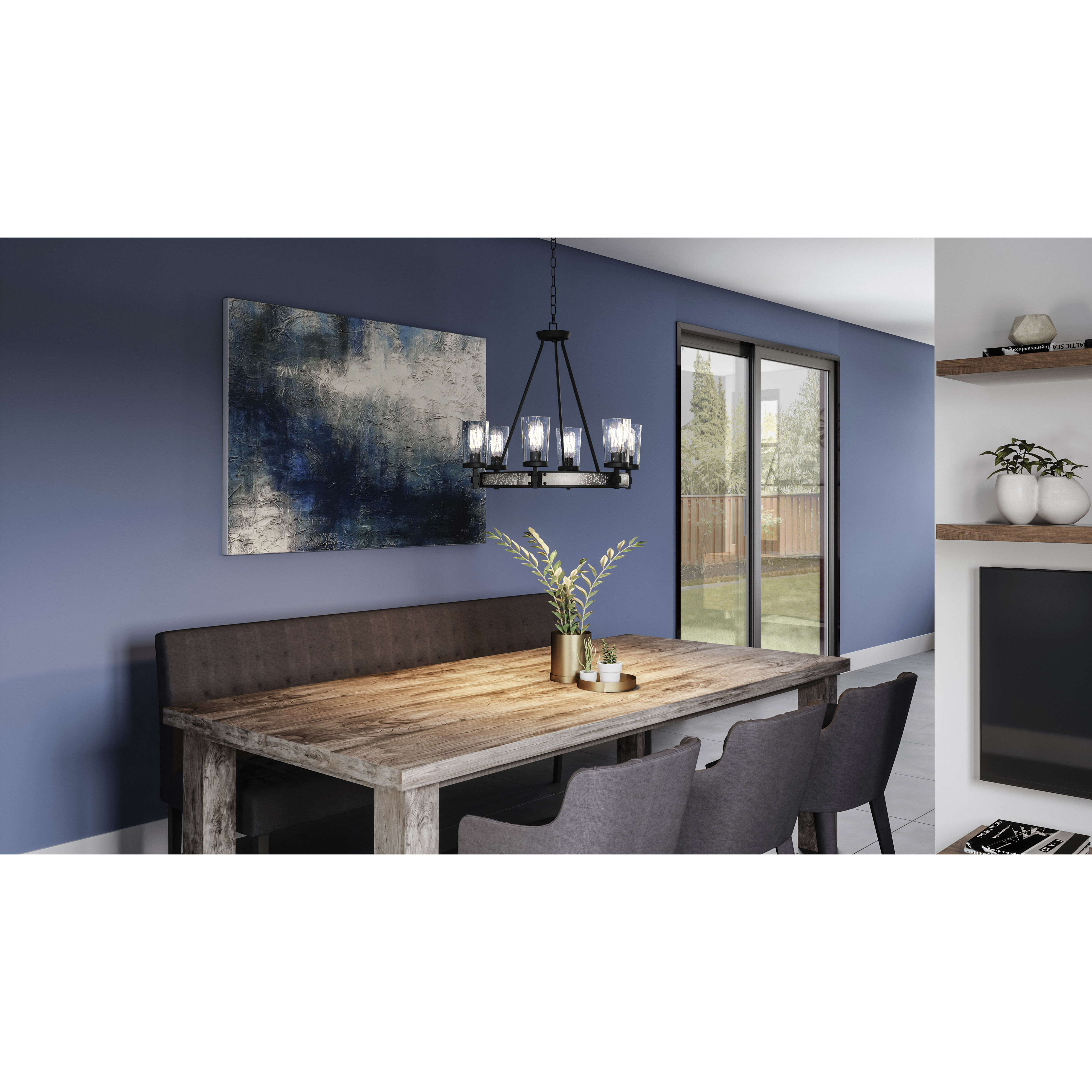 Alpine 6 Light 26 inch Earth Black Chandelier Ceiling Light