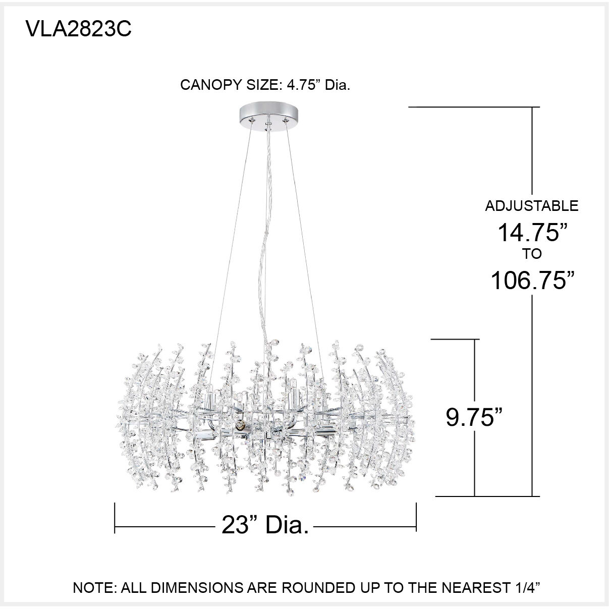 Valla 8 Light 23 inch Polished Chrome Pendant Ceiling Light