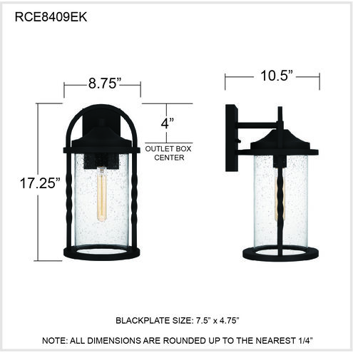 Reece 1 Light 17 inch Earth Black Outdoor Wall Lantern