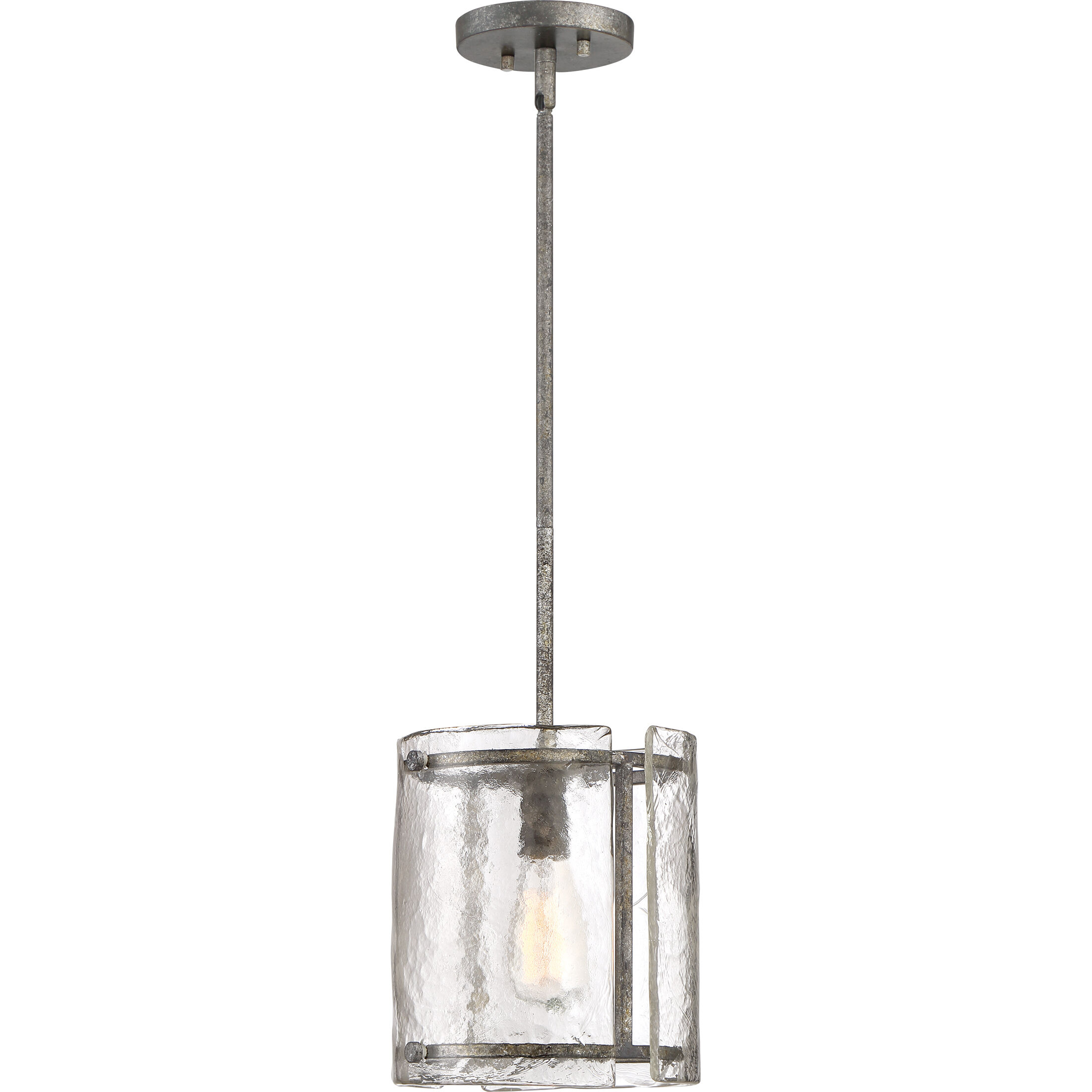 Fortress 1 Light 9 inch Mottled Silver Mini Pendant Ceiling Light