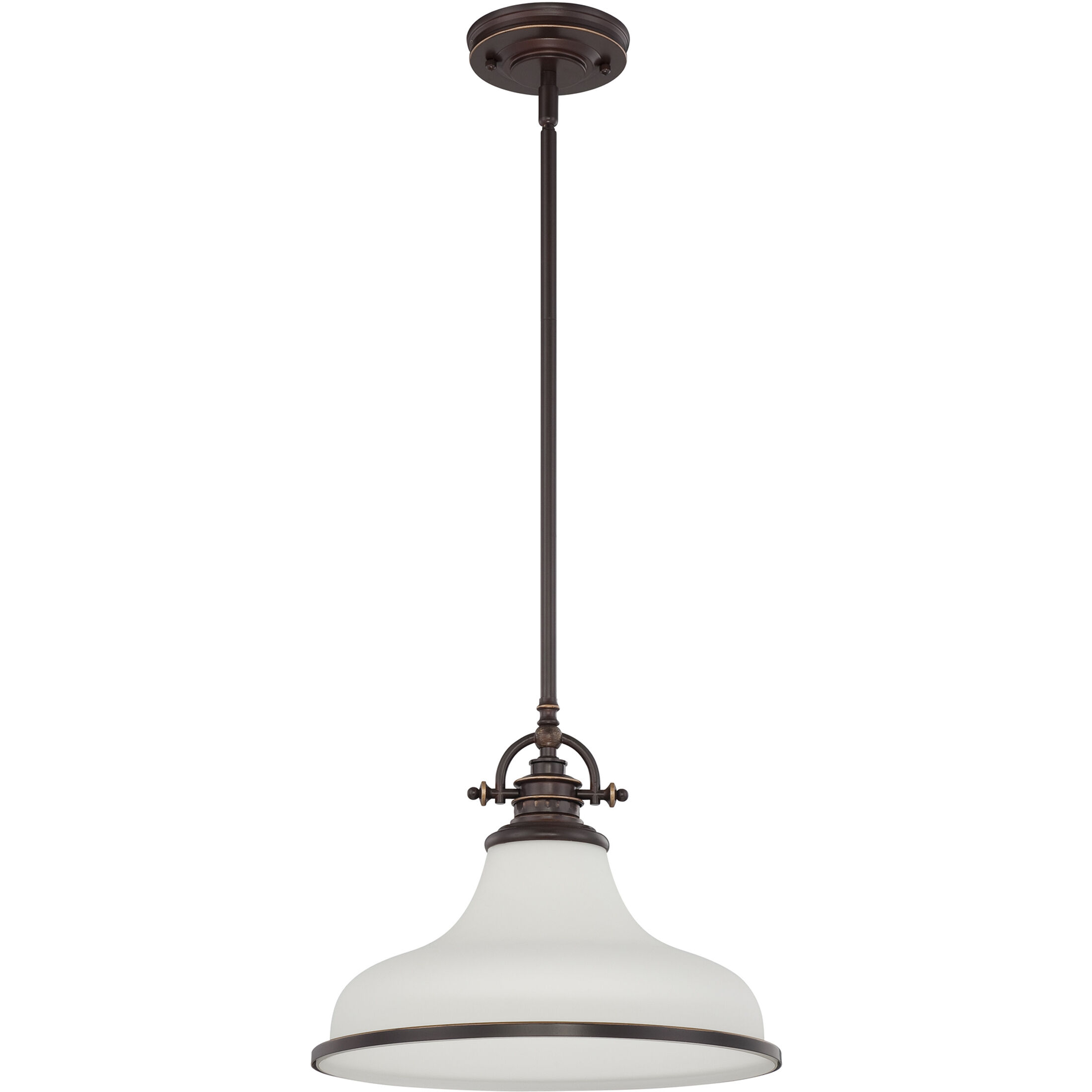 Grant 1 Light 13.5 inch Palladian Bronze Pendant Ceiling Light in Opal Etched Glass