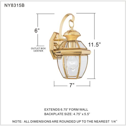 Newbury 1 Light 13 inch Polished Brass Outdoor Wall Lantern