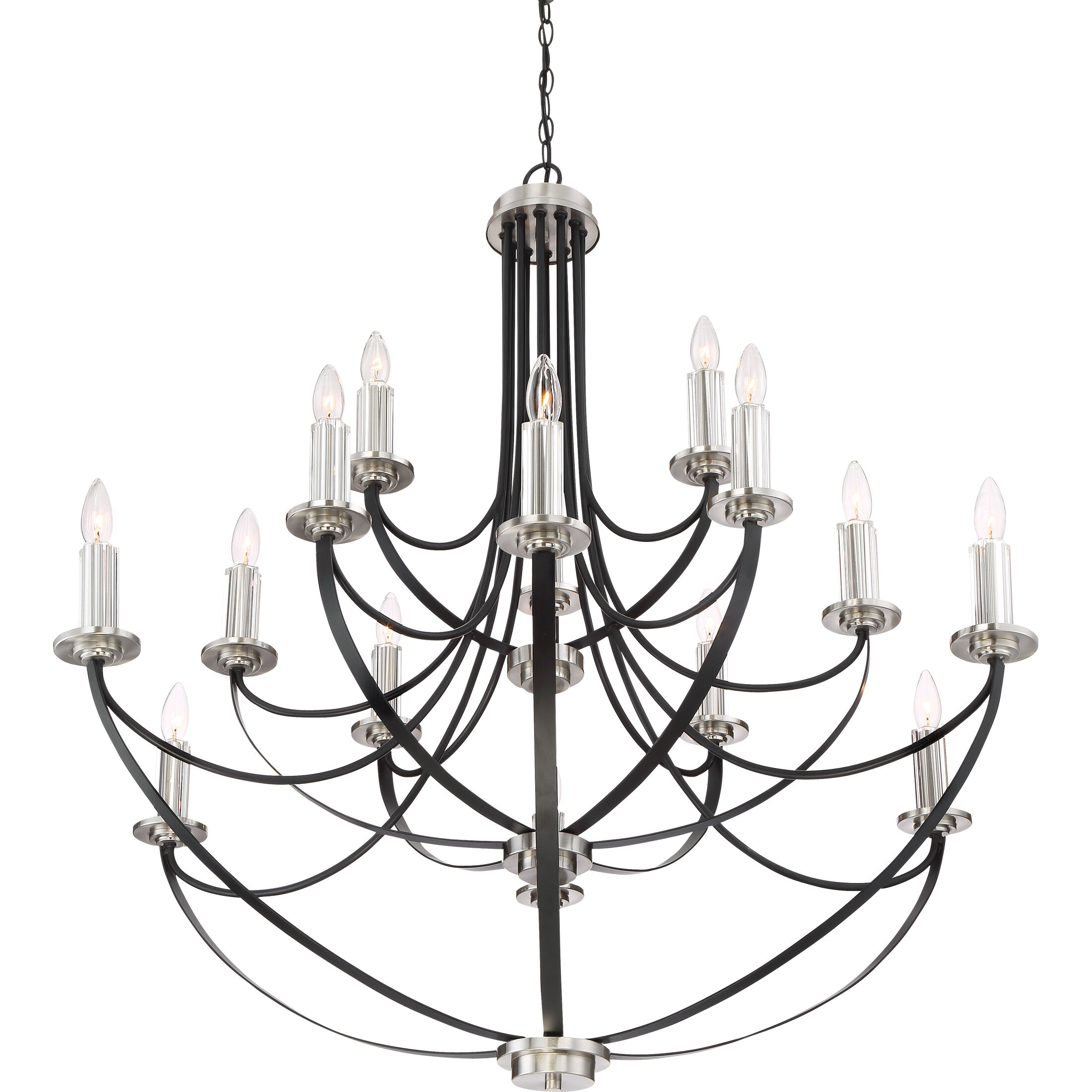 Alana 15 Light 41 inch Mystic Black Chandelier Ceiling Light, Three Tier