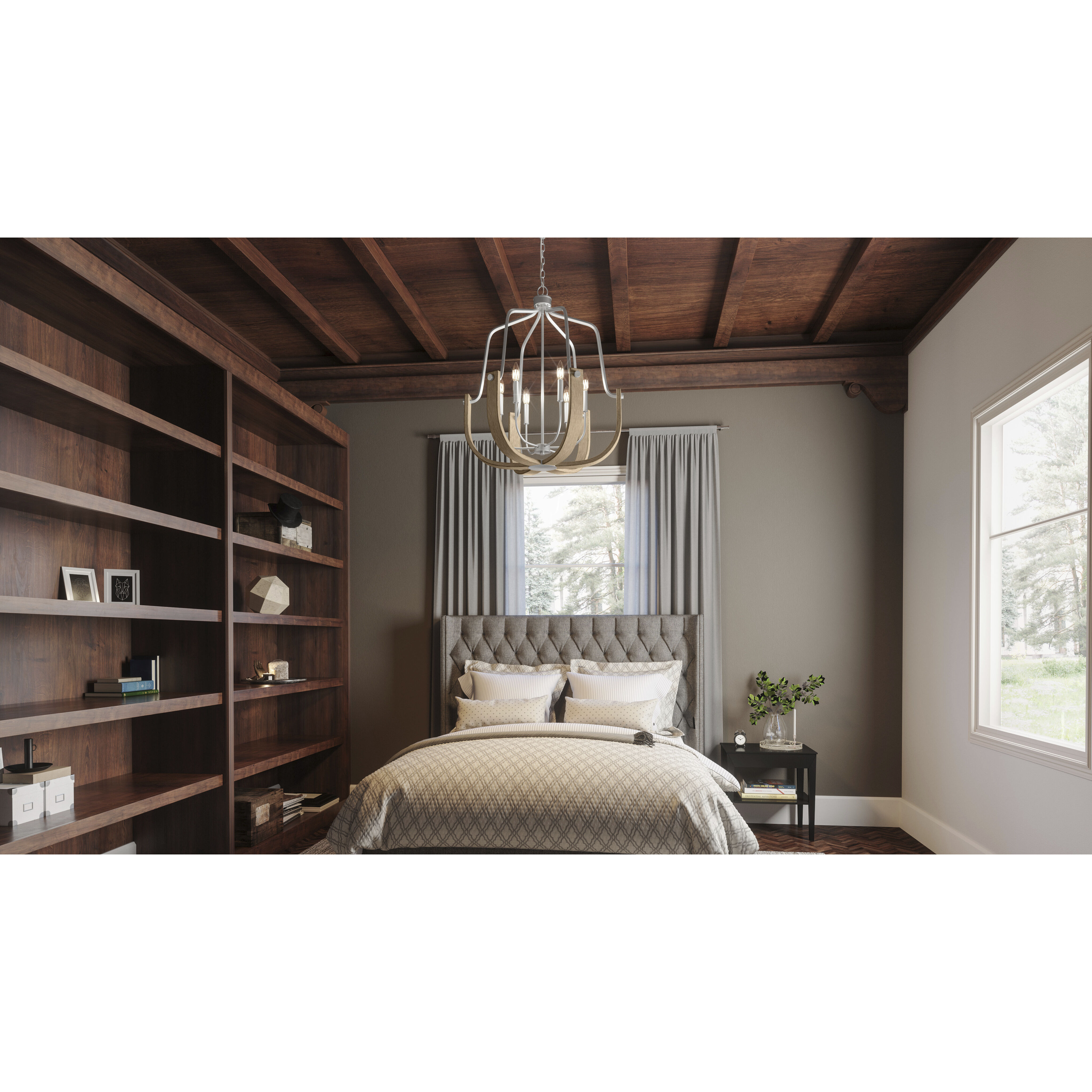 Challis 6 Light 28 inch Antique Nickel Chandelier Ceiling Light