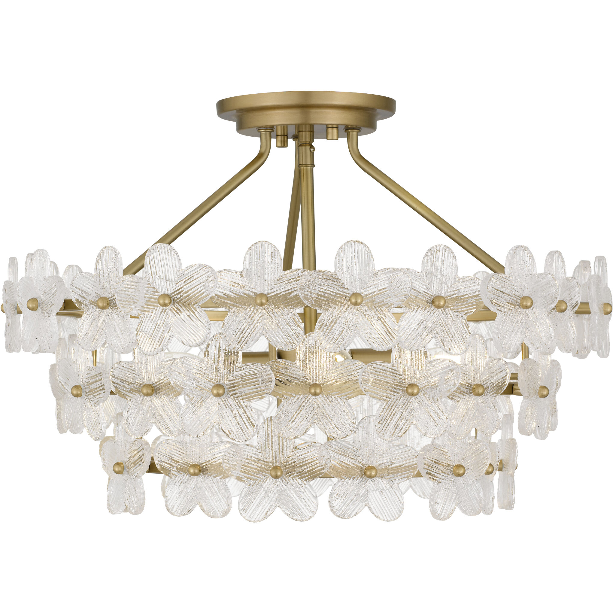 Wright 4 Light 20.5 inch Brushed Gold Semi-Flush Mount Ceiling Light
