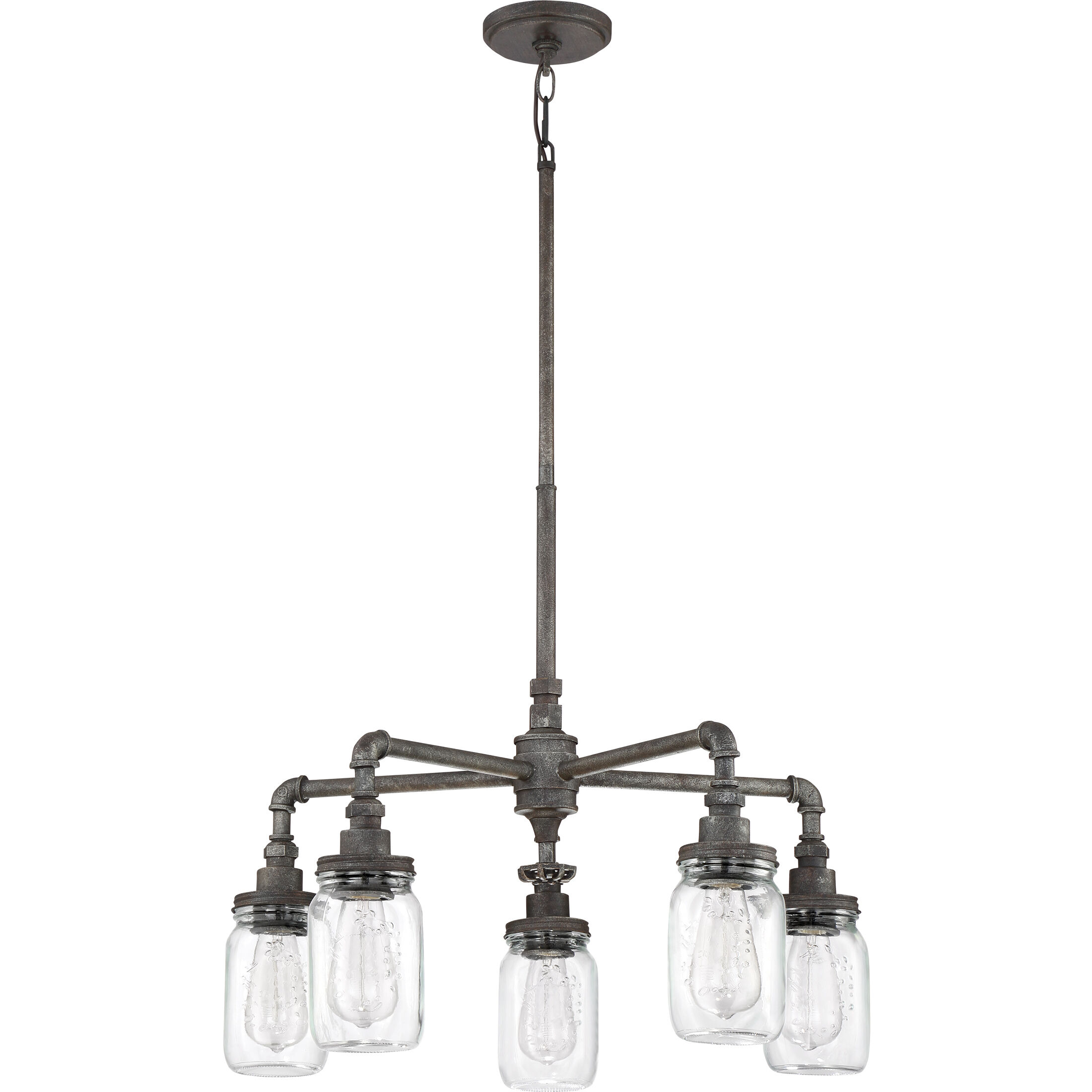 Squire 5 Light 26 inch Rustic Black Chandelier Ceiling Light