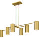 Foreland 6 Light 50 inch Brushed Gold Linear Chandelier Ceiling Light, Large