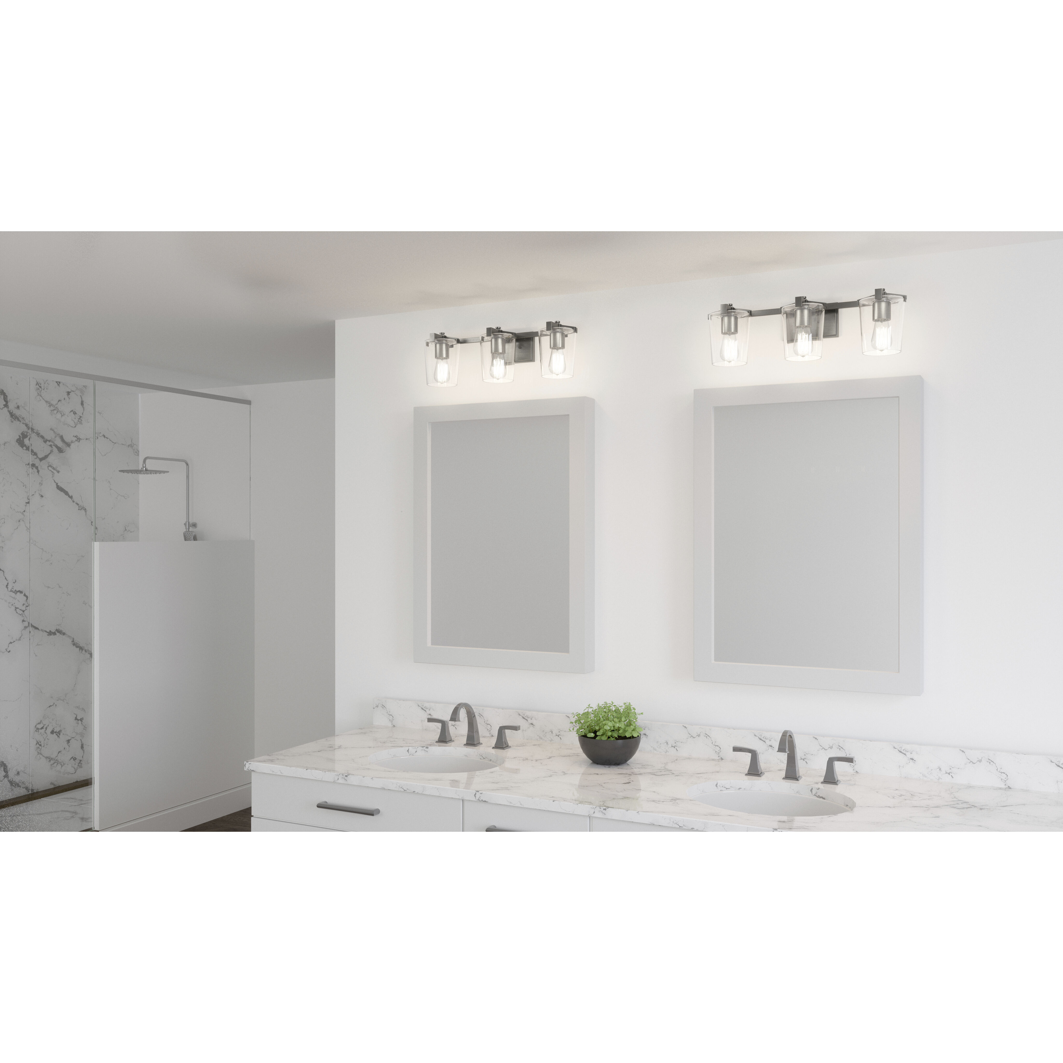 Perry 3 Light 24 inch Antique Nickel Bath Light Wall Light, Large