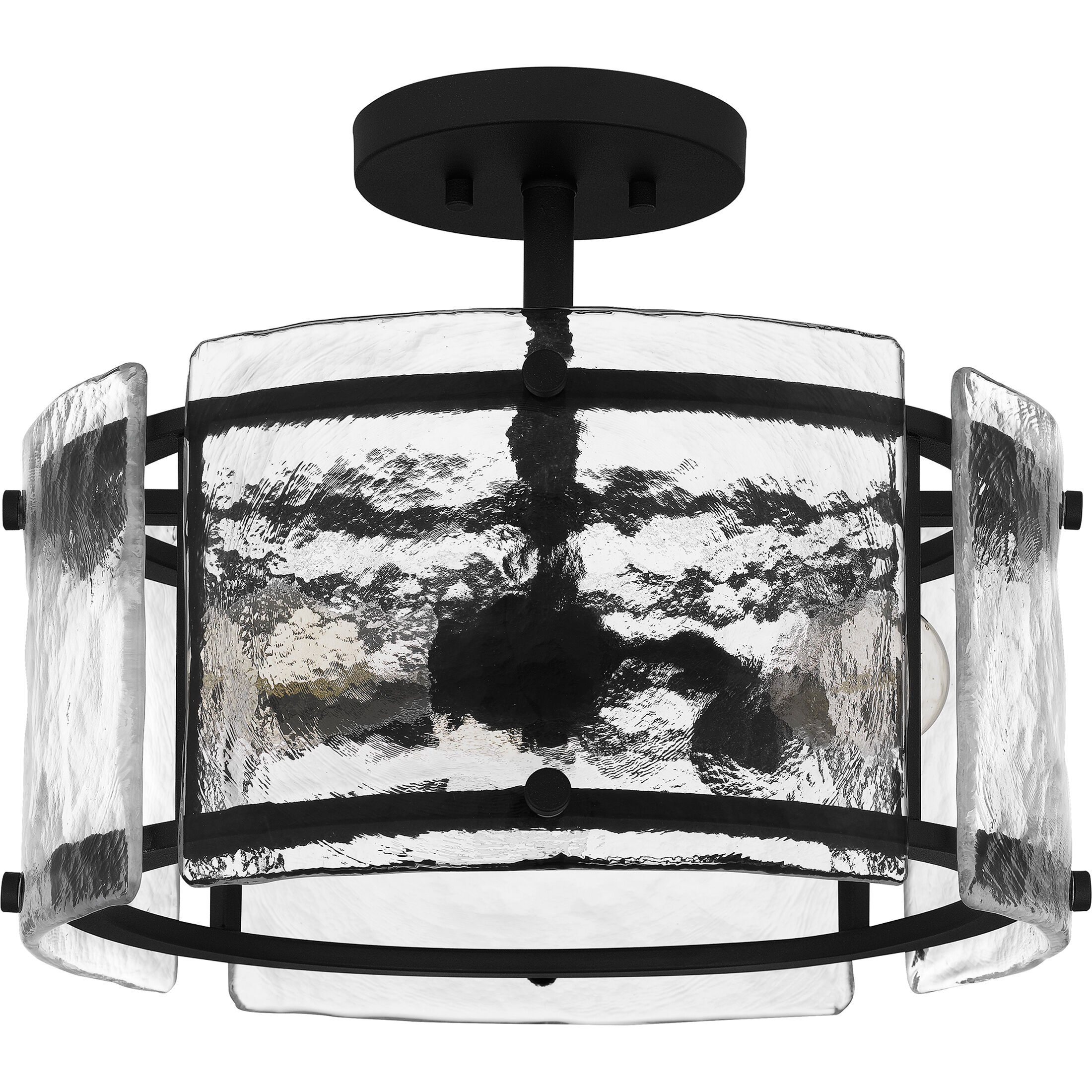 Fortress 3 Light 16 inch Earth Black Semi-Flush Mount Ceiling Light