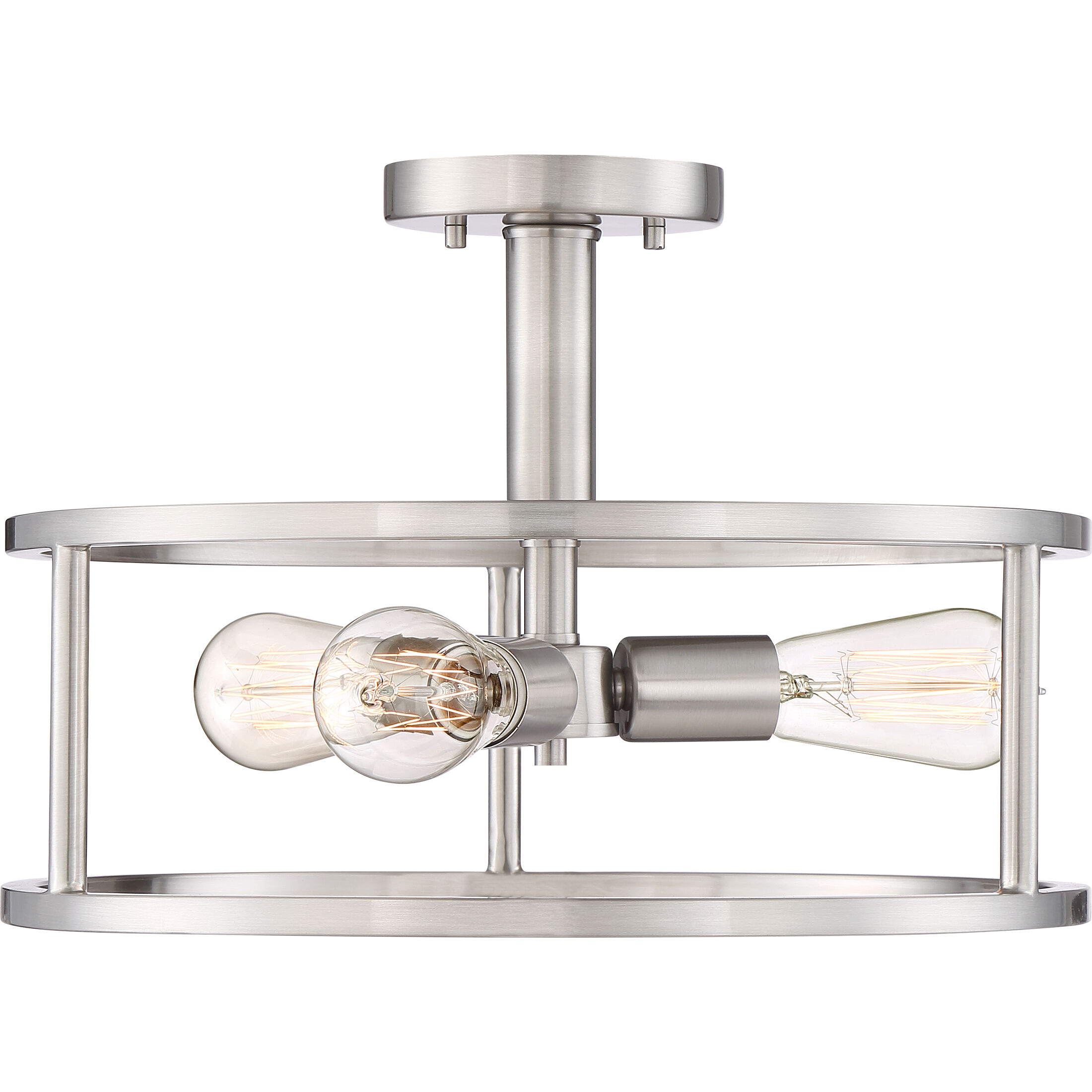 New Harbor 3 Light 15 inch Brushed Nickel Semi-Flush Mount Ceiling Light