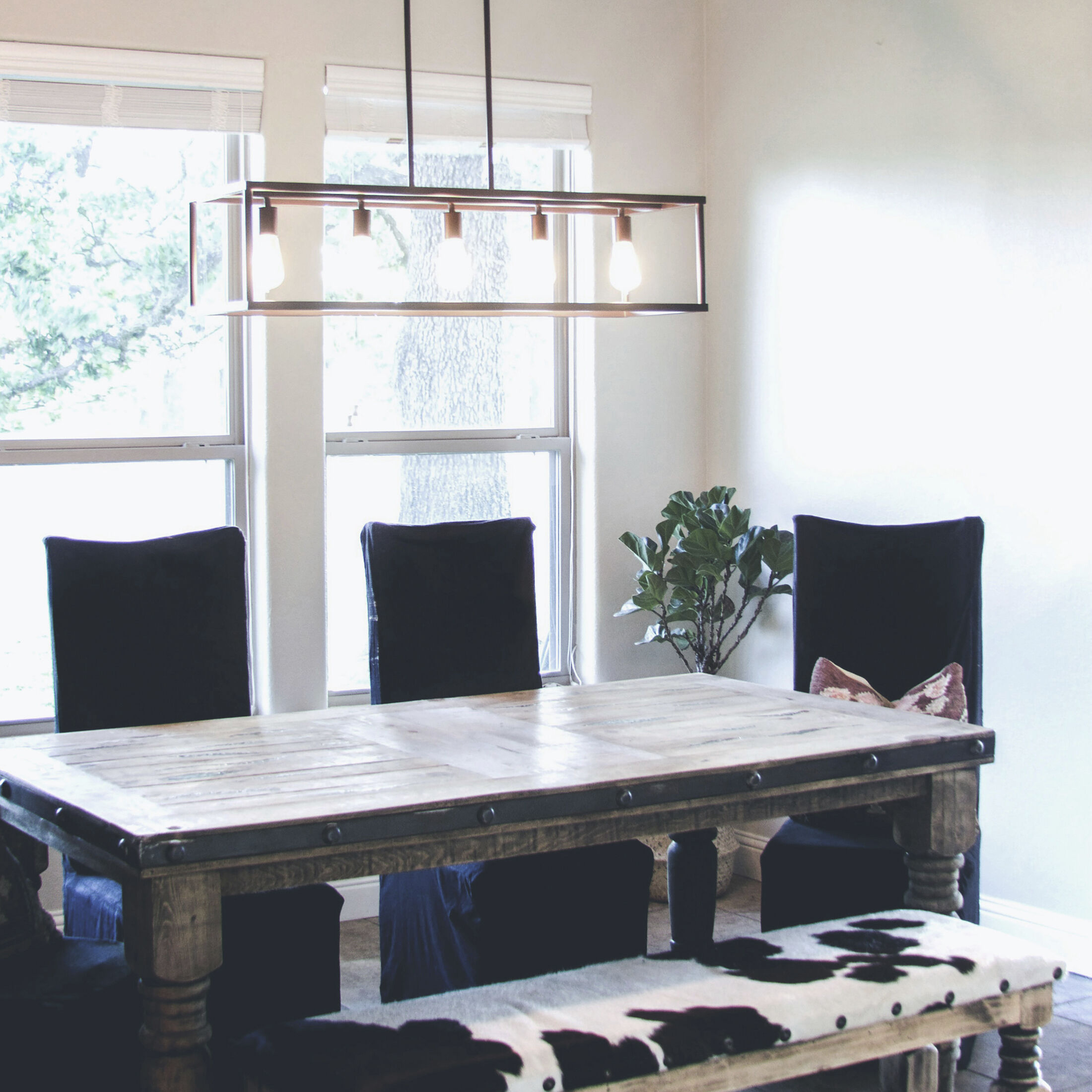 New Harbor 5 Light 38 inch Western Bronze Island Chandelier Ceiling Light