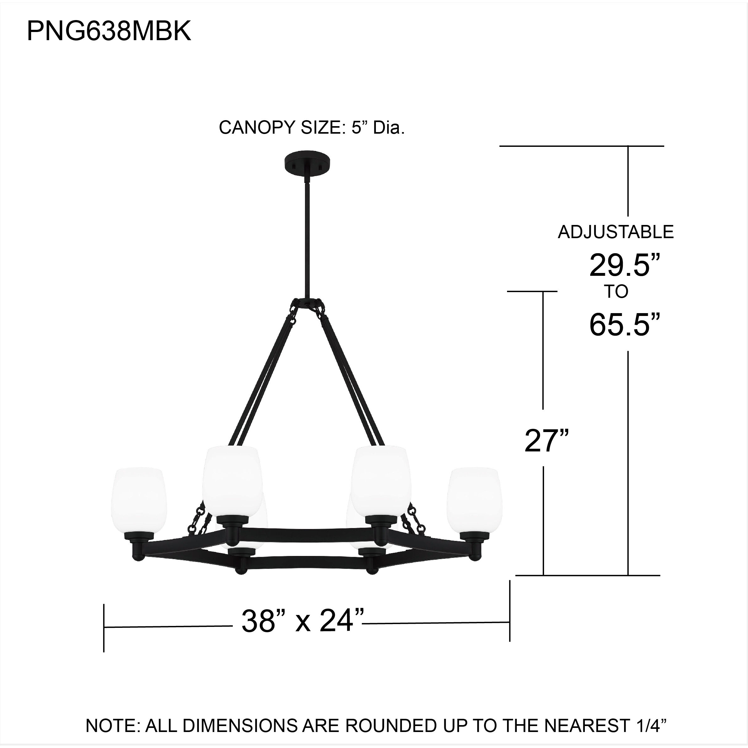 Penning 6 Light 38 inch Matte Black Island Light Ceiling Light