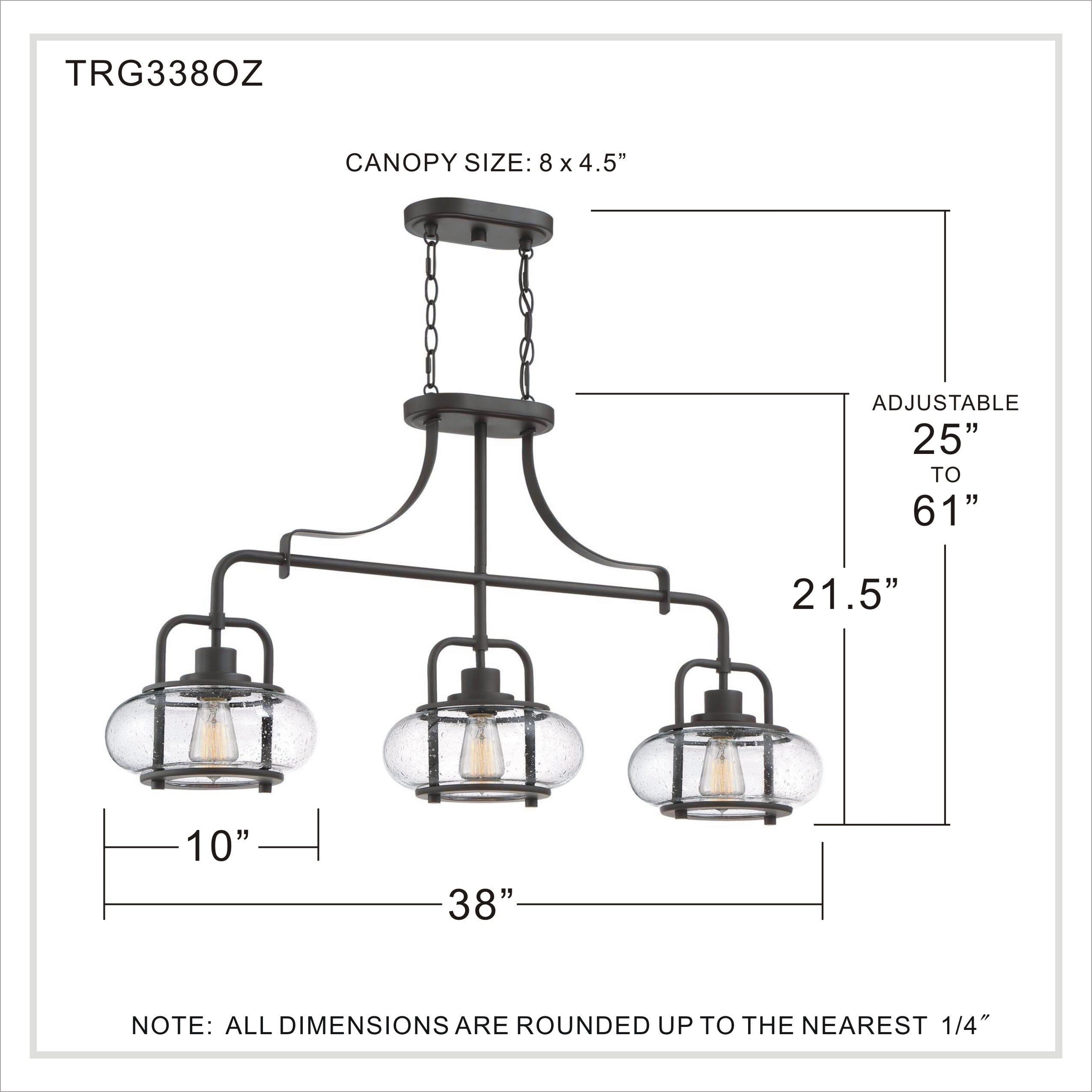 Trilogy 3 Light 38 inch Old Bronze Island Chandelier Ceiling Light