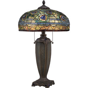Tiffany 26 inch 75 watt Authentic Bronze Table Lamp Portable Light, Naturals