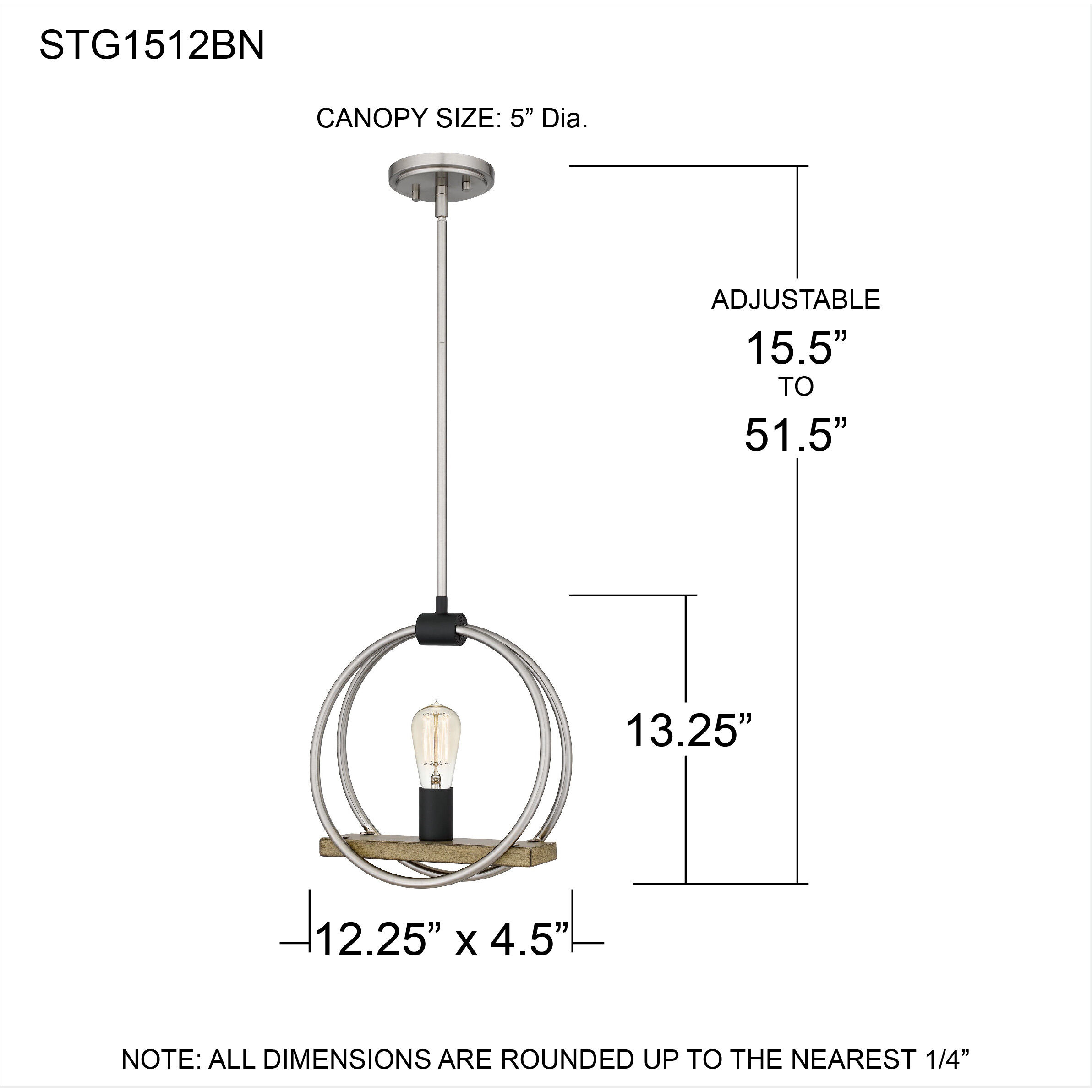 Sterling 1 Light 12.25 inch Brushed Nickel Mini Pendant Ceiling Light, Small