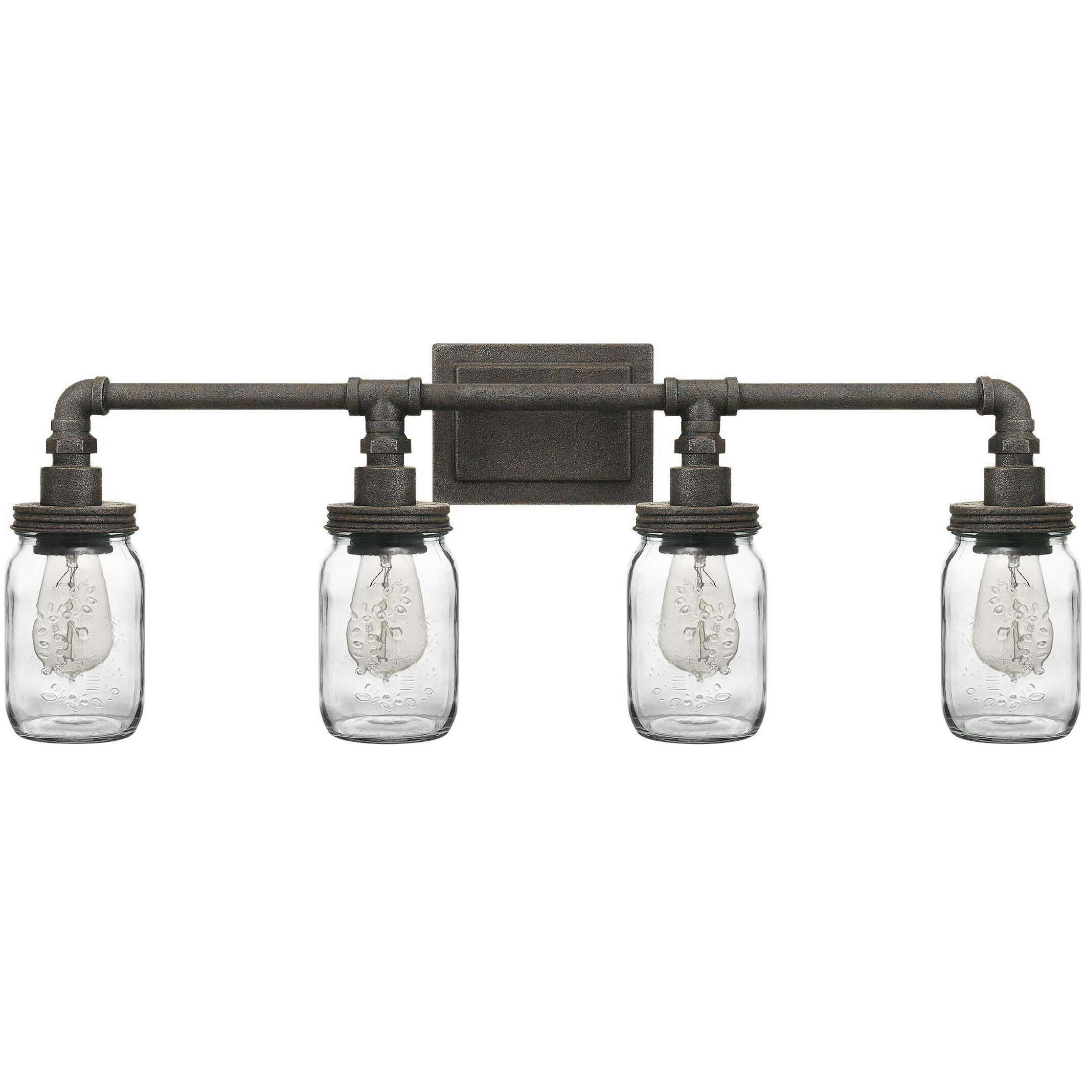 Squire 4 Light 31 inch Rustic Black Bath Light Wall Light