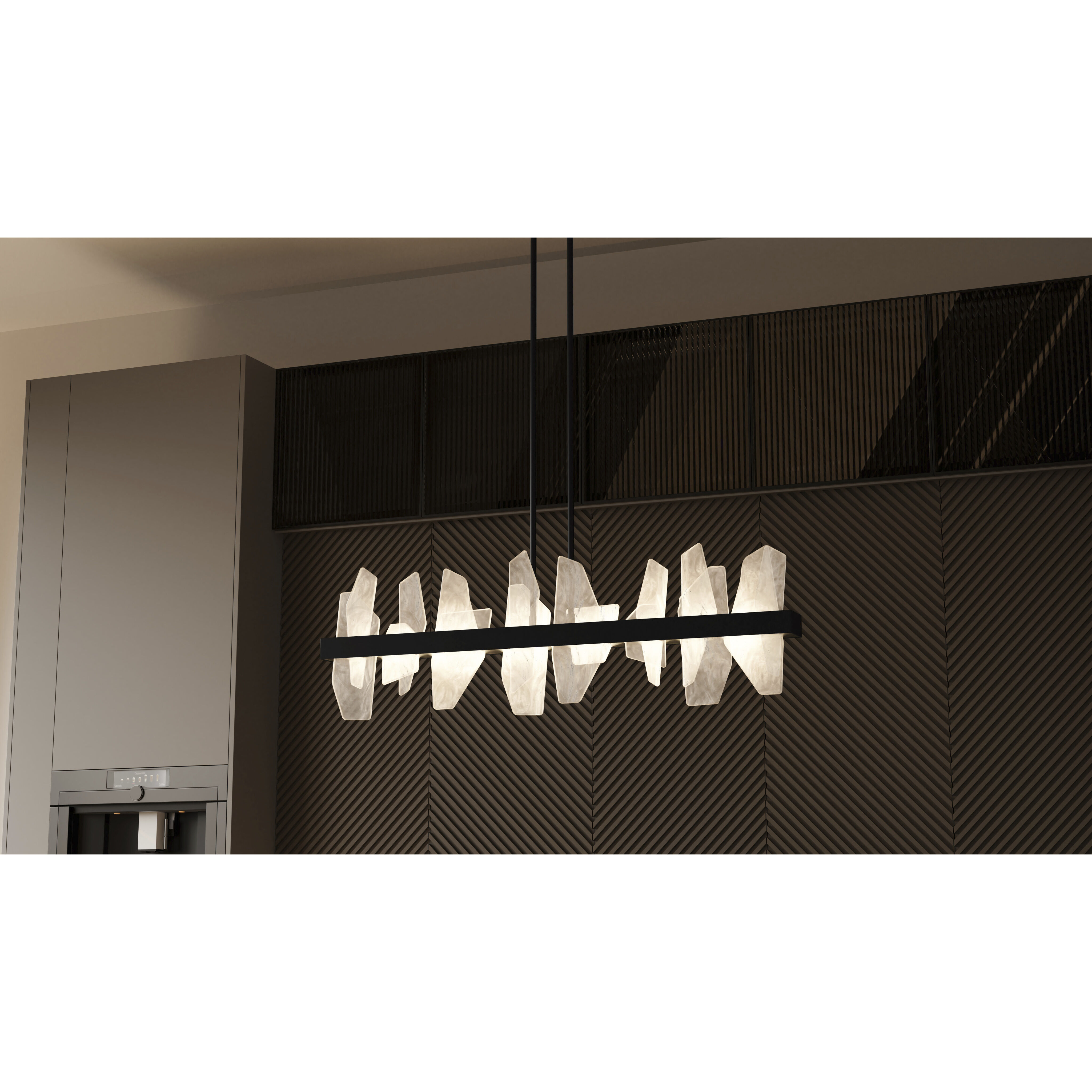 Aurelia LED 42 inch Matte Black Linear Chandelier Ceiling Light, Medium