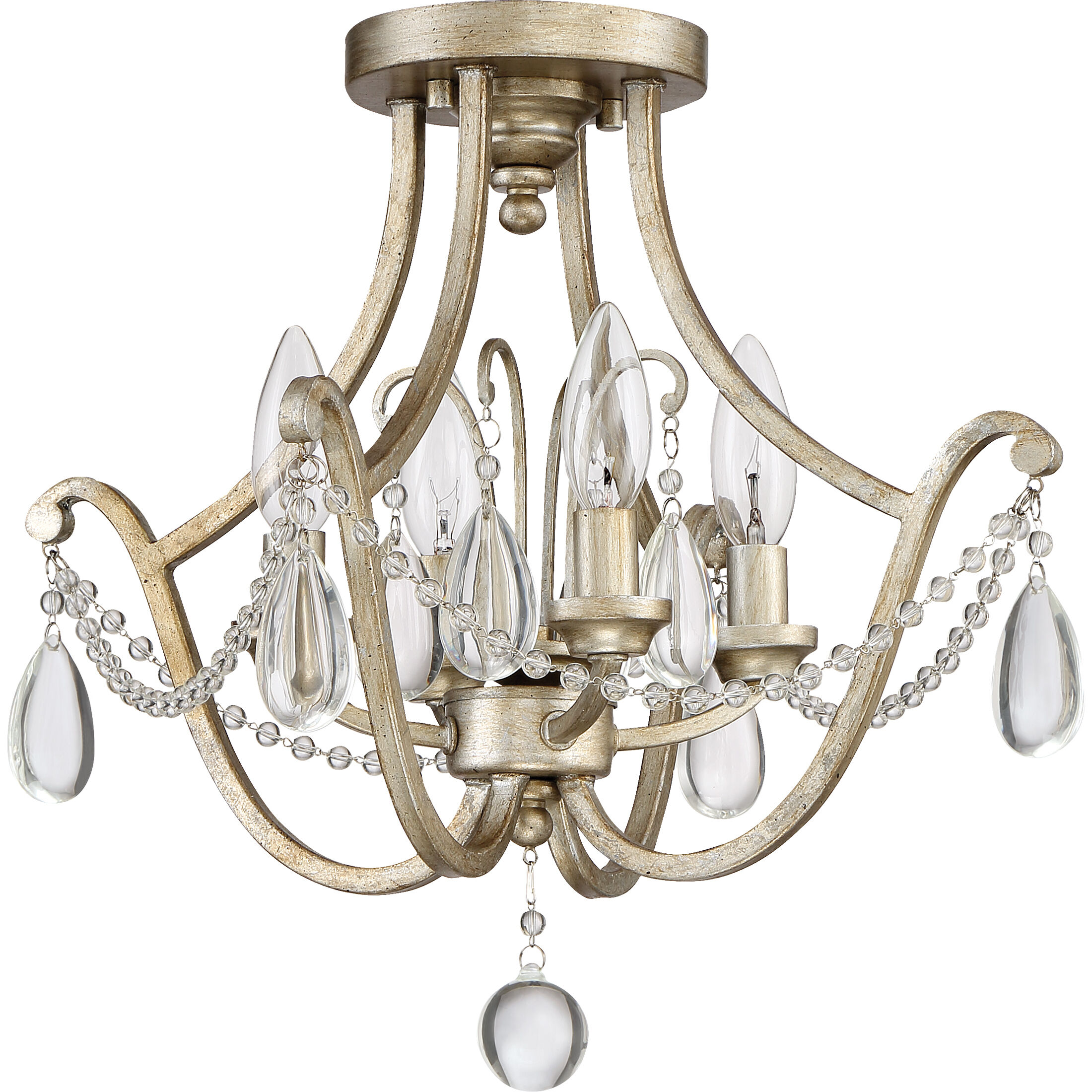 Regent 4 Light 16 inch Vintage Gold Semi-Flush Mount Ceiling Light