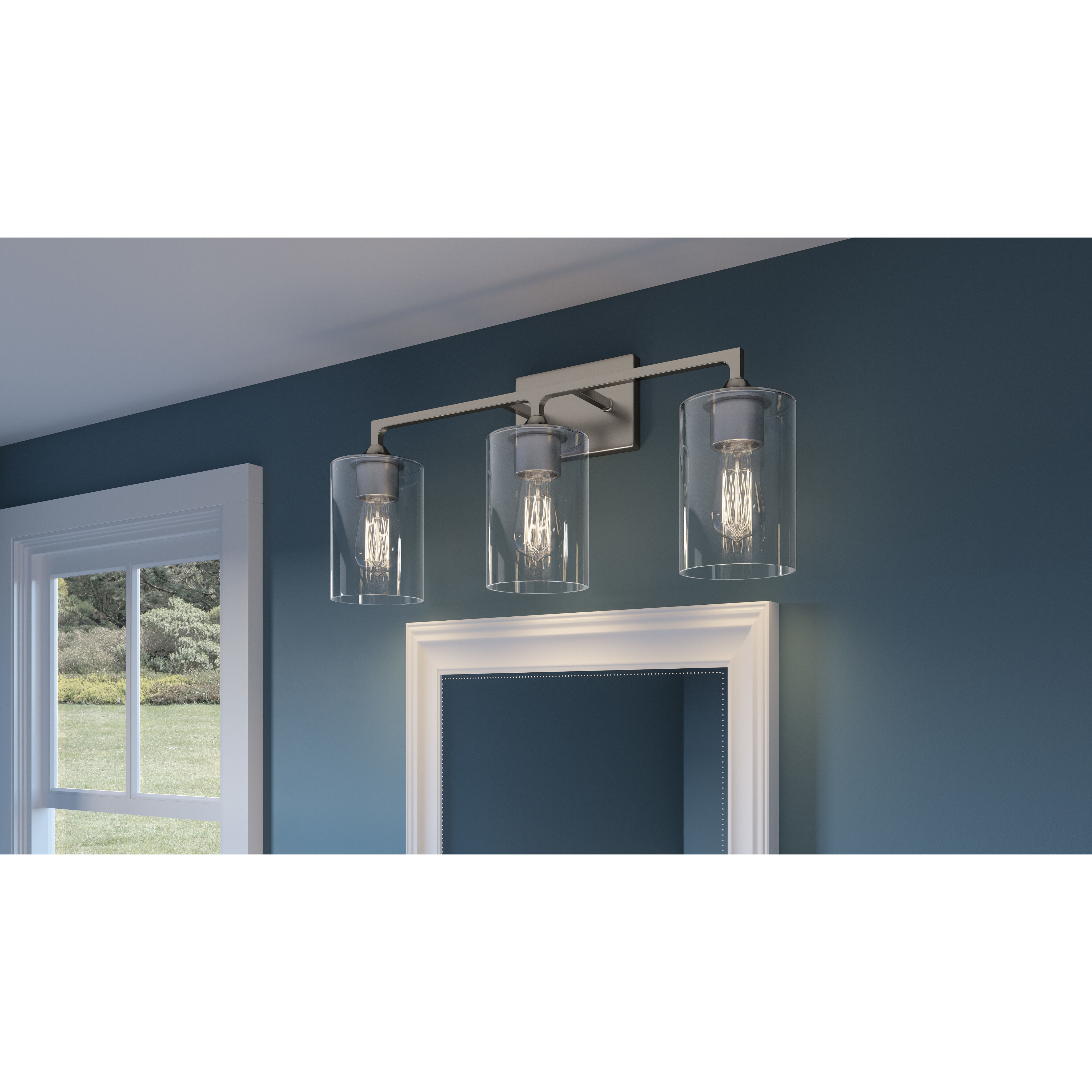 Prescott 3 Light 24 inch Brushed Nickel Bath Light Wall Light, Large